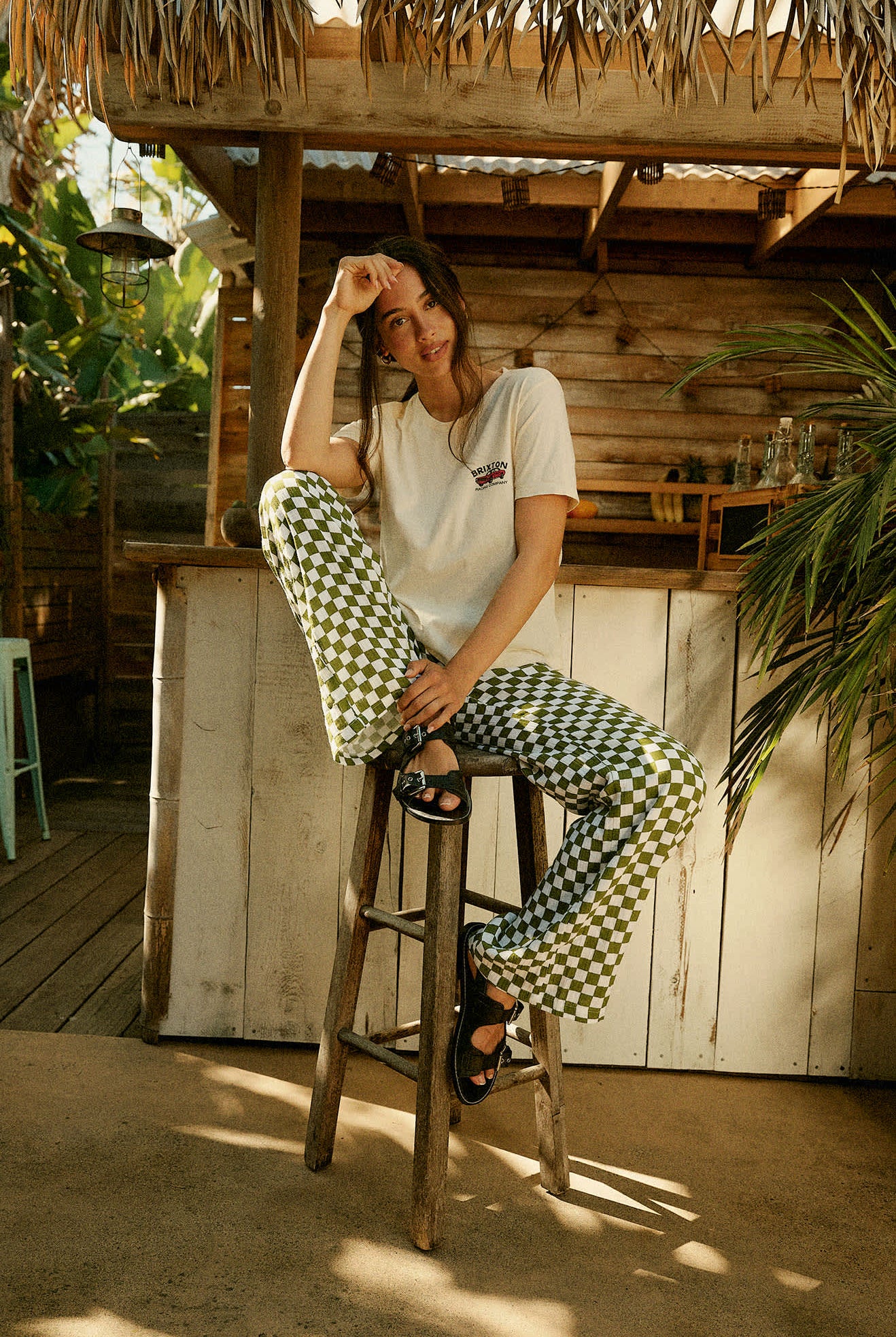 Women's The Lola Lounge Pant in the color Sublime Green Checkerboard - Women's Lifestyle image