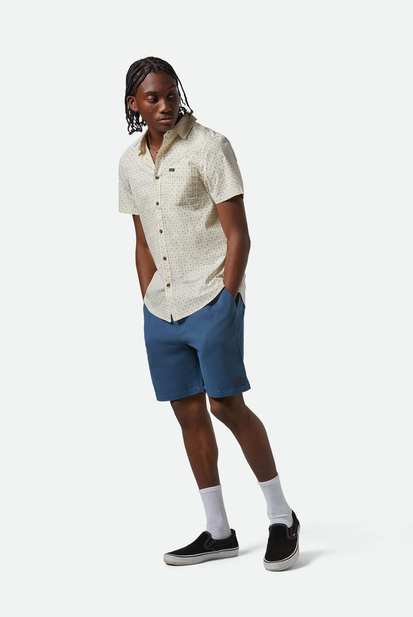 Men's Charter Print S/S Shirt in the color Off White/Micro Floral - Men's Side View