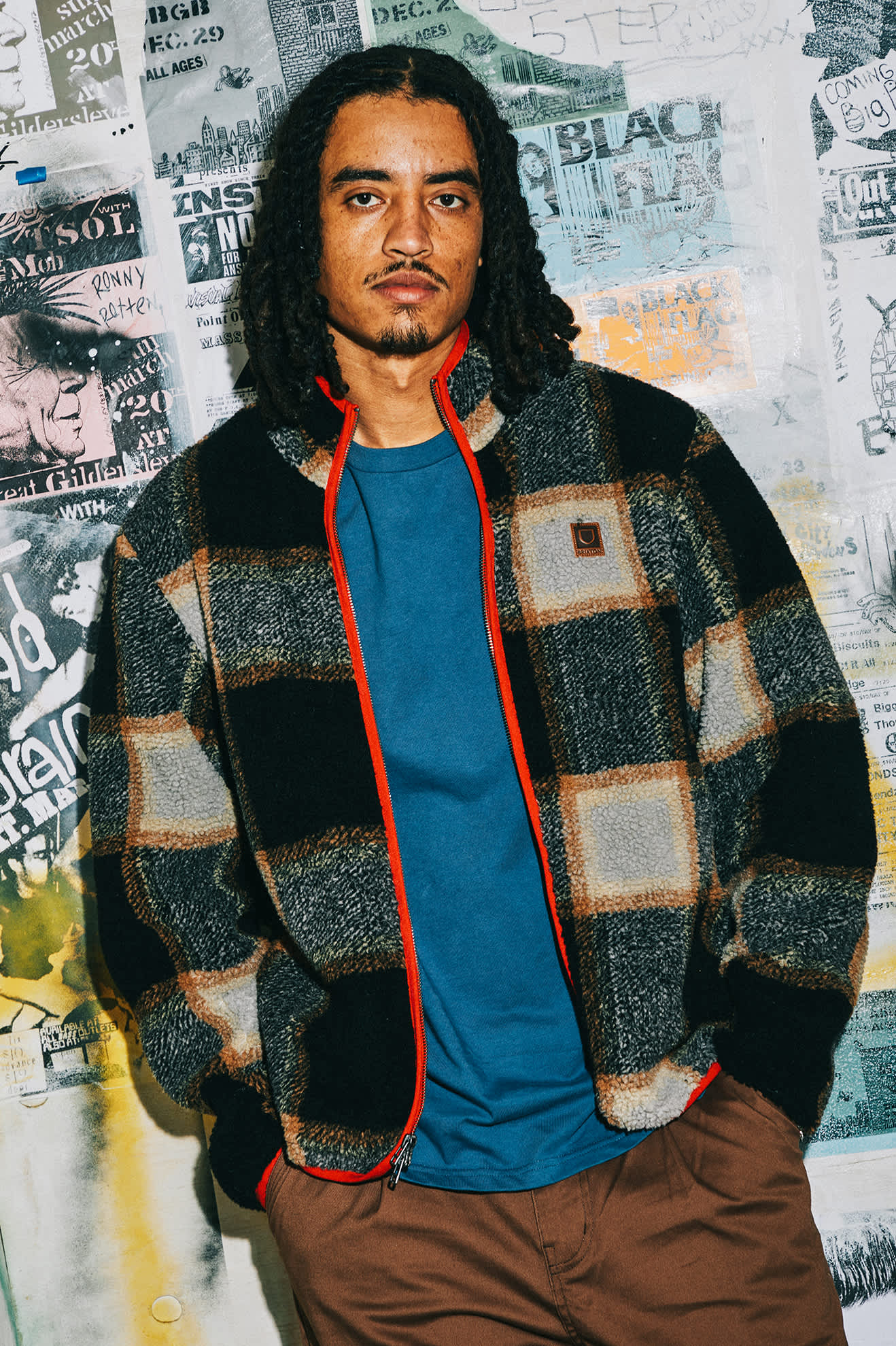 Men's Buffalo Plaid Sherpa Full Zip in the color Black/Cream - Men's Lifestyle image