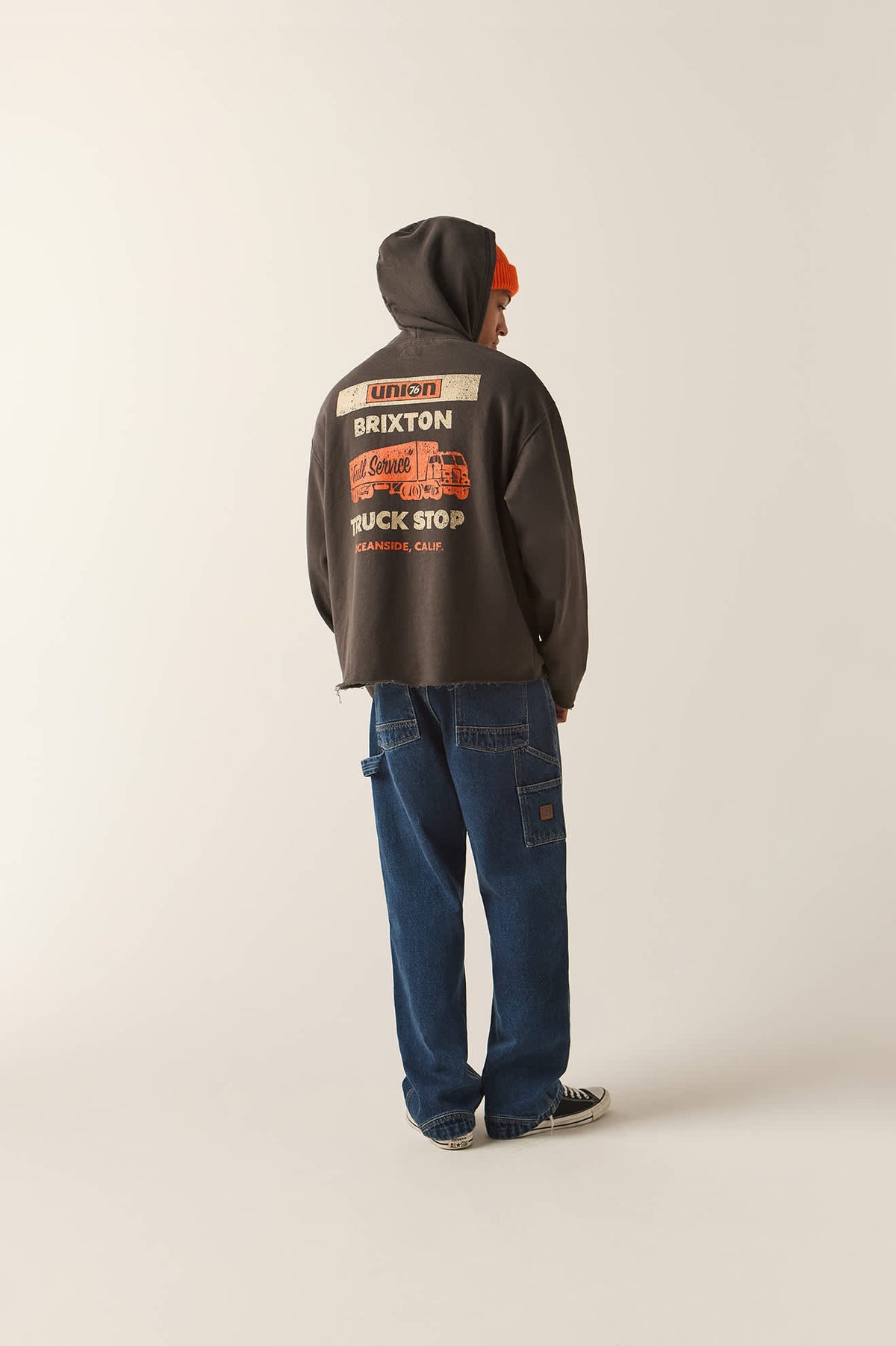 Men's 76 Chopped Hoodie in the color Washed Black - Men's Side View