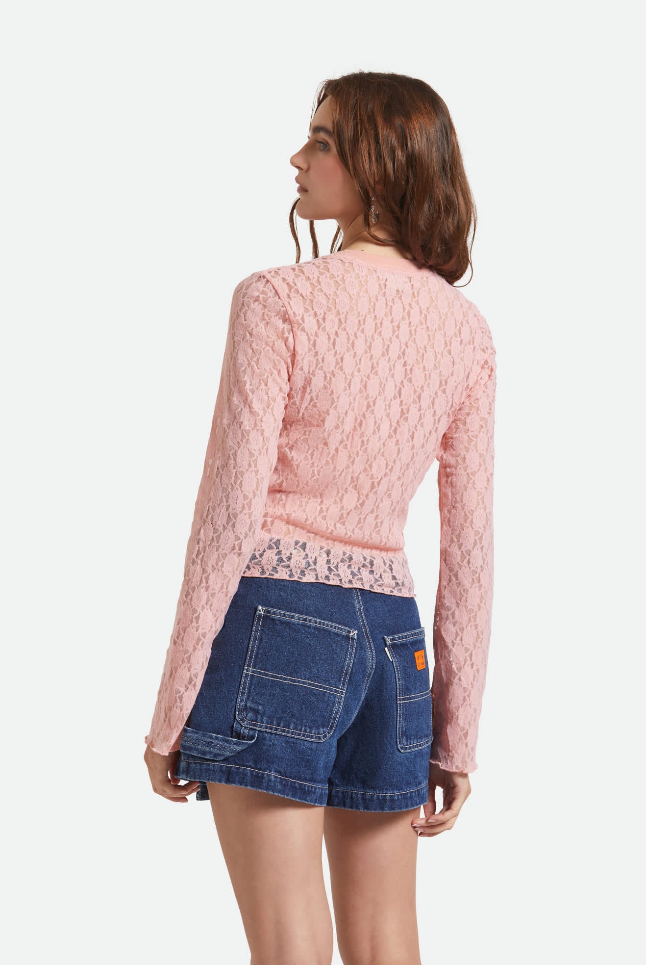Women's Dolly Slim L/S Knit T-Shirt in the color Mellow Rose - Women's Back View
