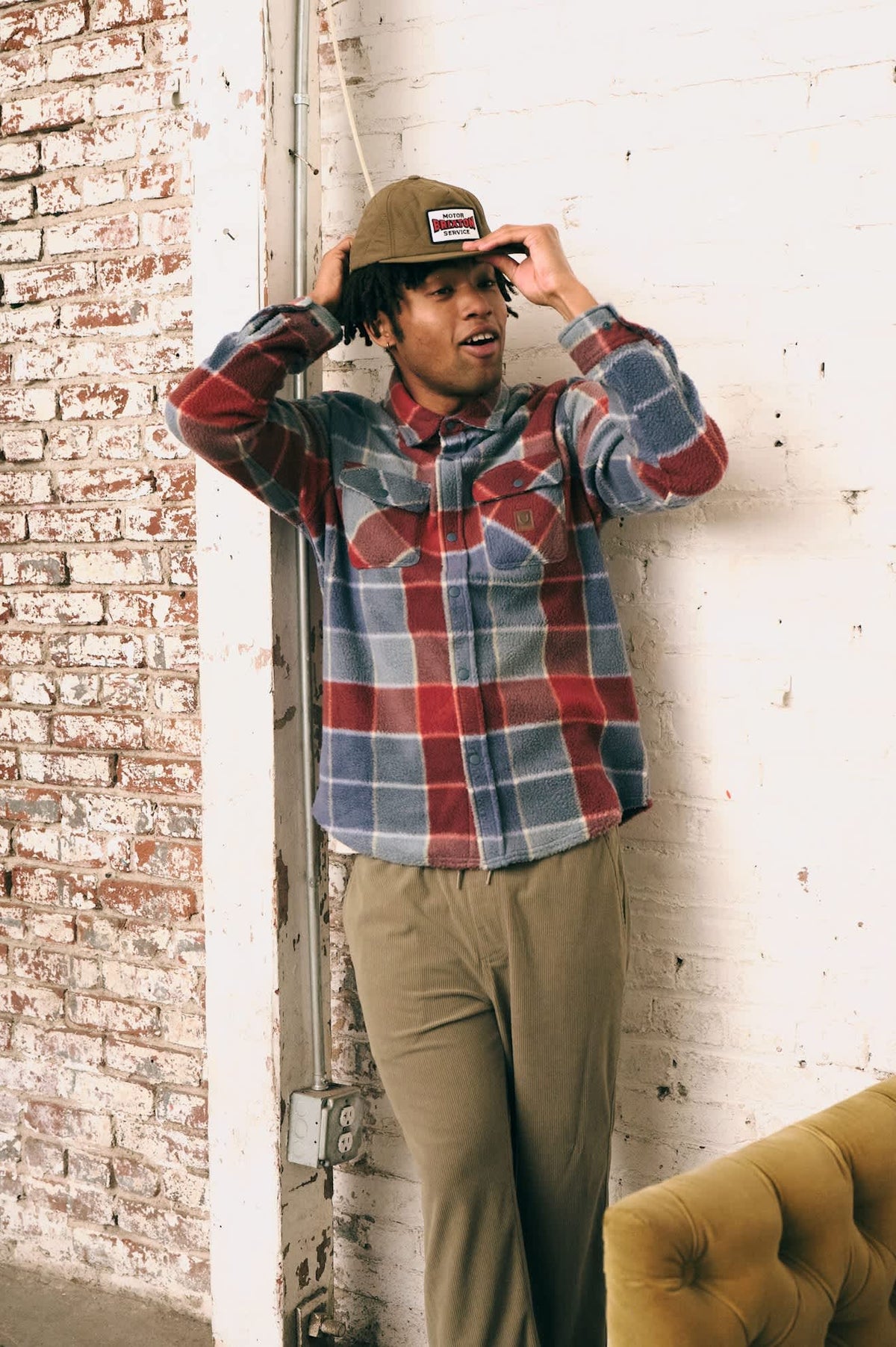 Unisex Motorized Snapback in the color Dark Olive - Men's Side View