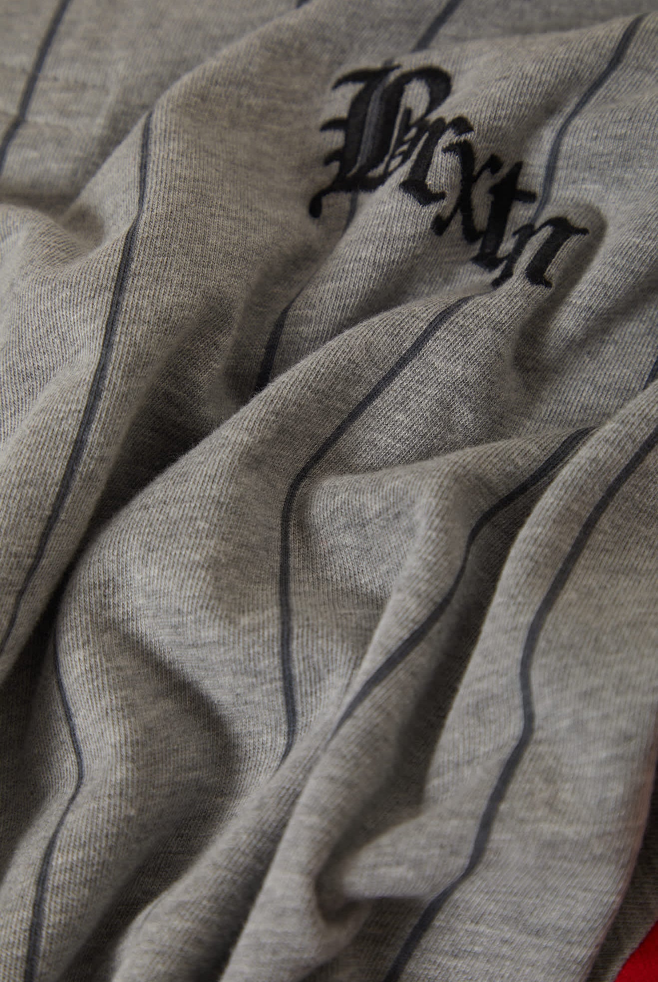 Men's Boxy Short Sleeve Baseball T-Shirt in the color Heather Grey/Adrenaline Rush - Additional Laydown image