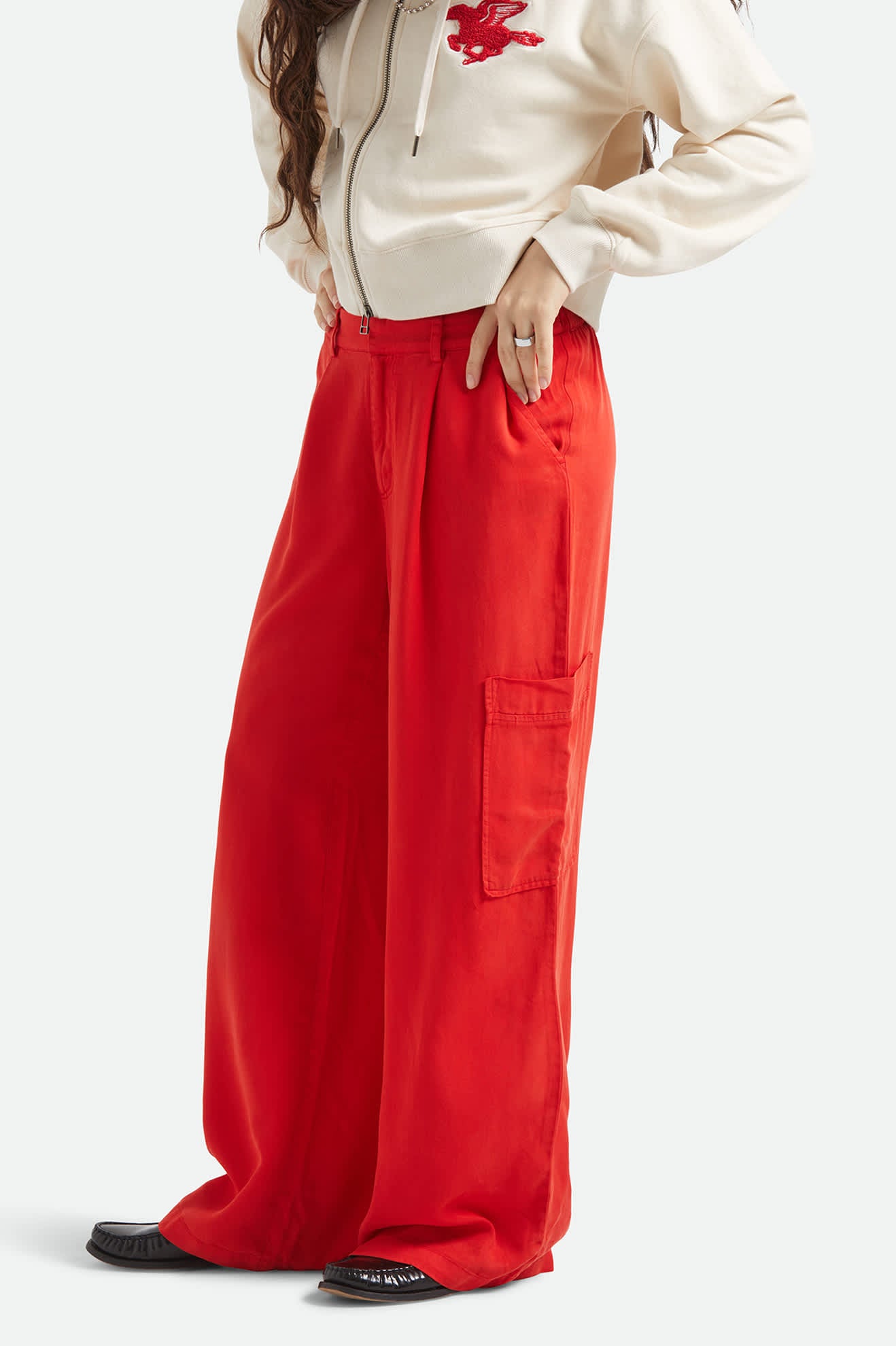 Women's The Mercer Wide Leg Trouser Pant in the color Washed Adrenaline Rush - Women's Side View