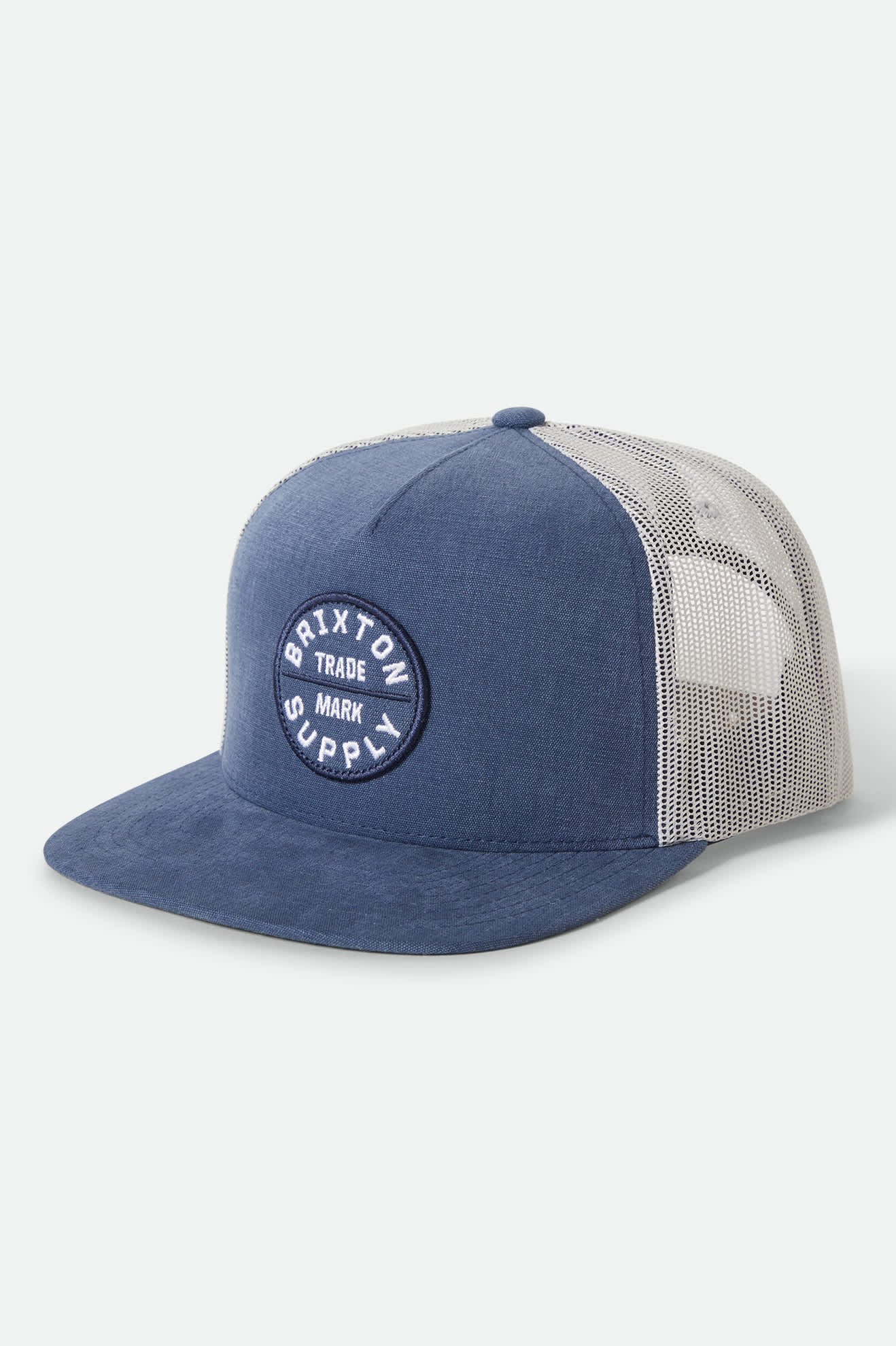 Unisex Oath Trucker Hat in the color Blue Chambray/White - Front Product View