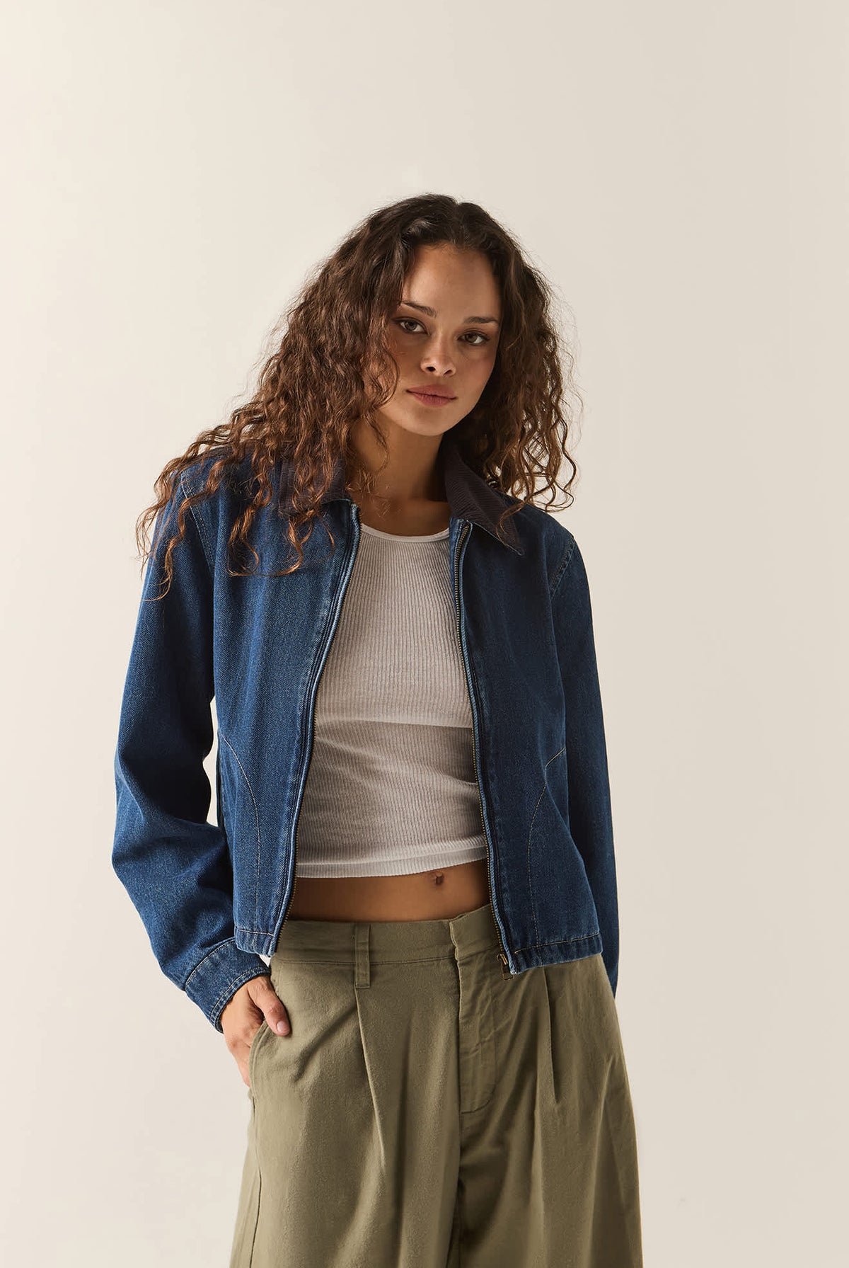 Women's Mechanics Women's Garage Lined Jacket in the color Dark Denim - Women's Front View