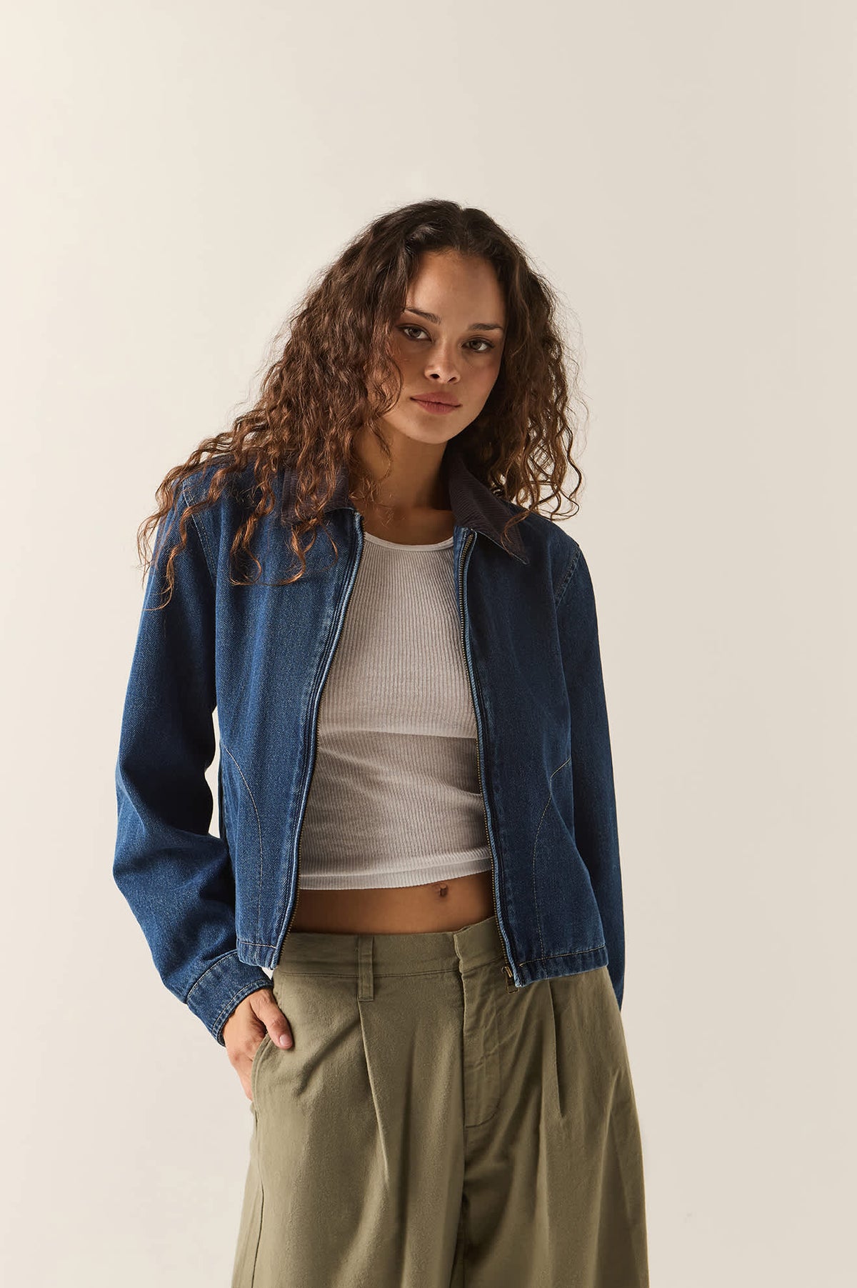 Women's Mechanics Women's Garage Lined Jacket in the color Dark Denim - Women's Front View
