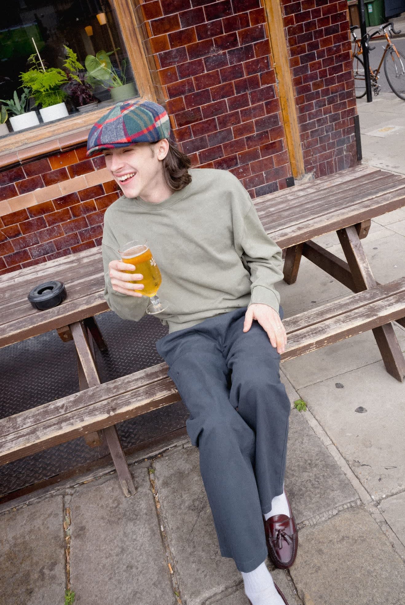 Unisex Barrel Earflap Snap Cap in the color Navy/Green/Red/Cream - Men's Lifestyle image