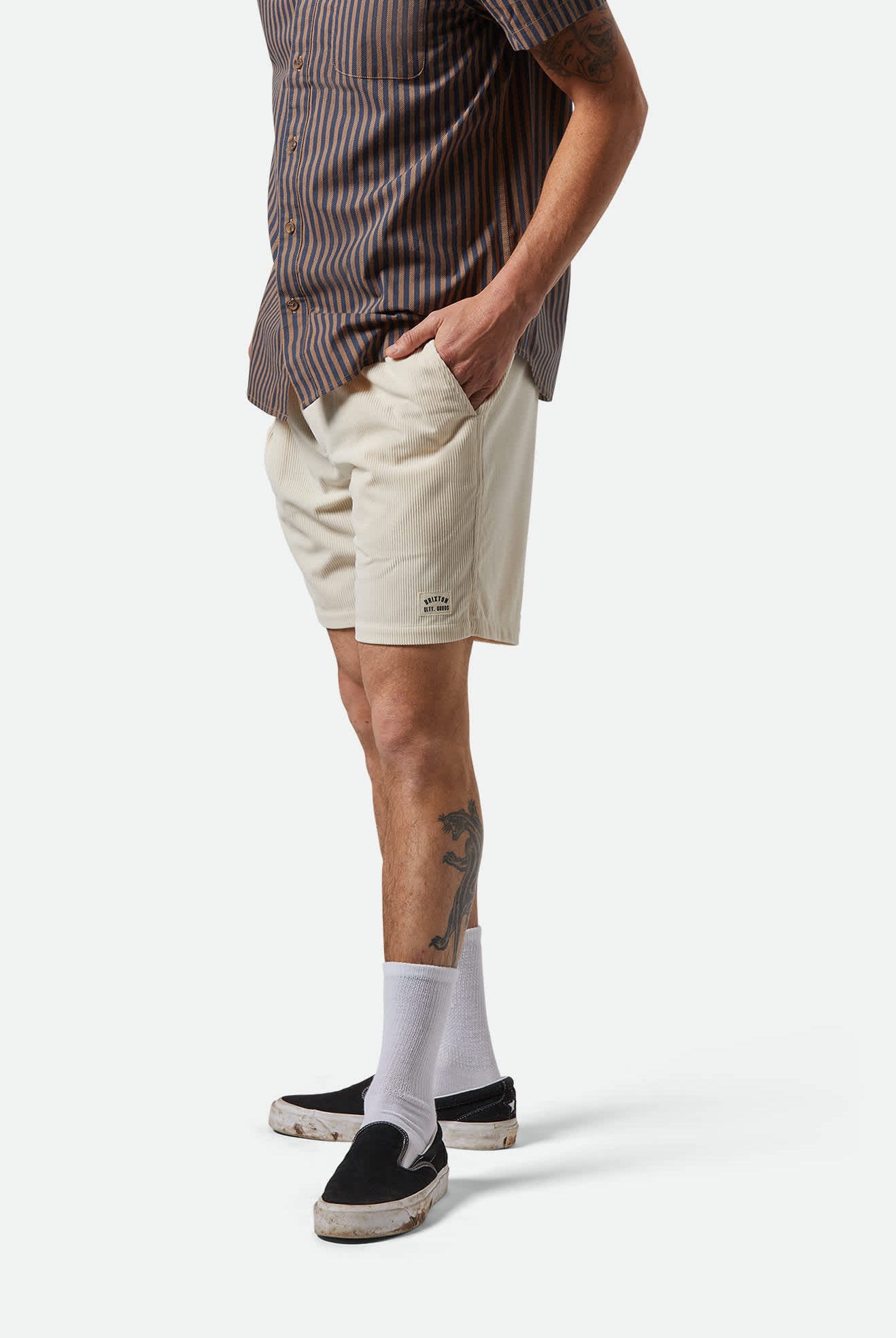 Men's Everyday Corduroy Short in the color Whitecap - Men's Side View