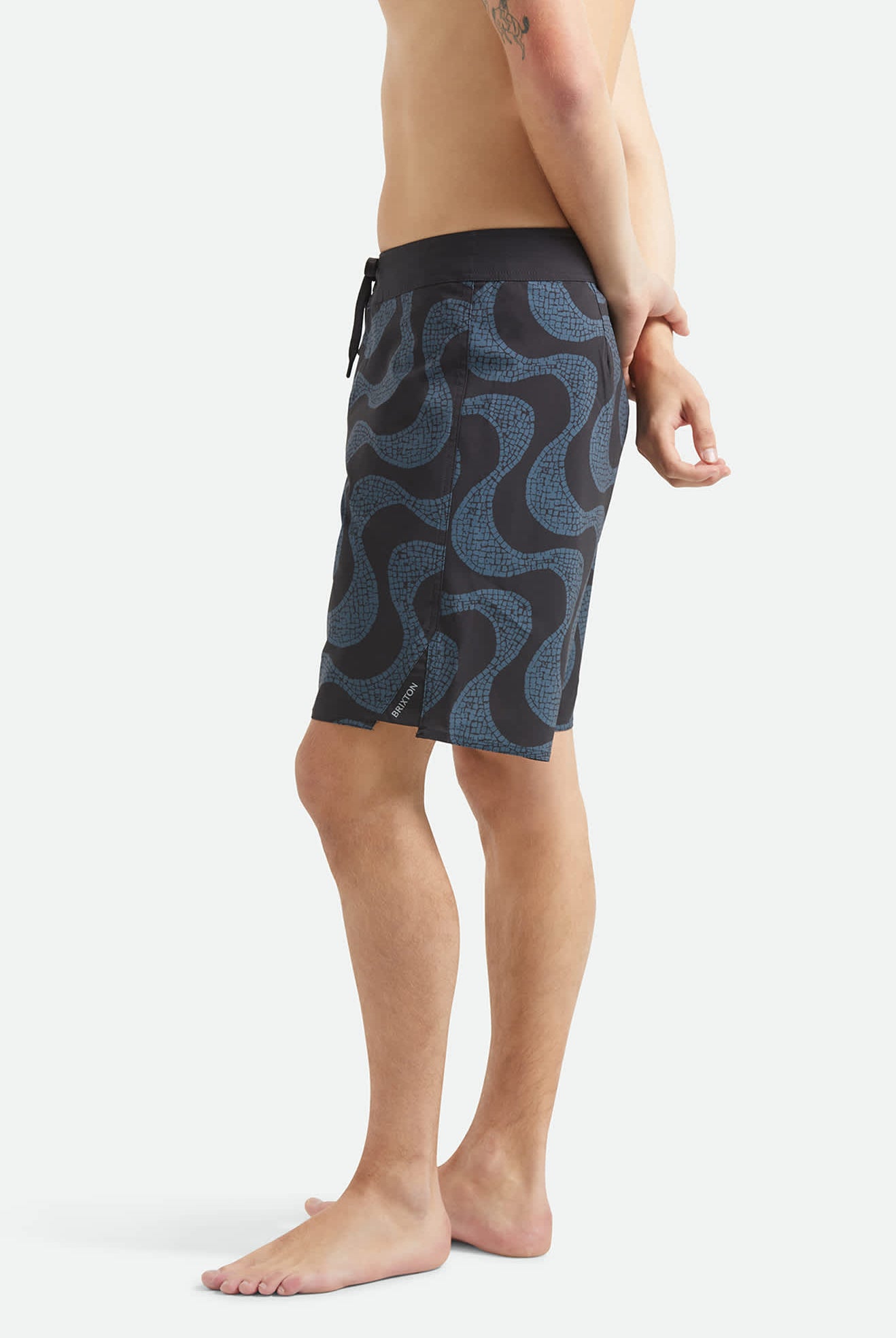 Men's Blitz Boardshort 19" in the color Black/Future Grey Warped Tile - Men's Side View