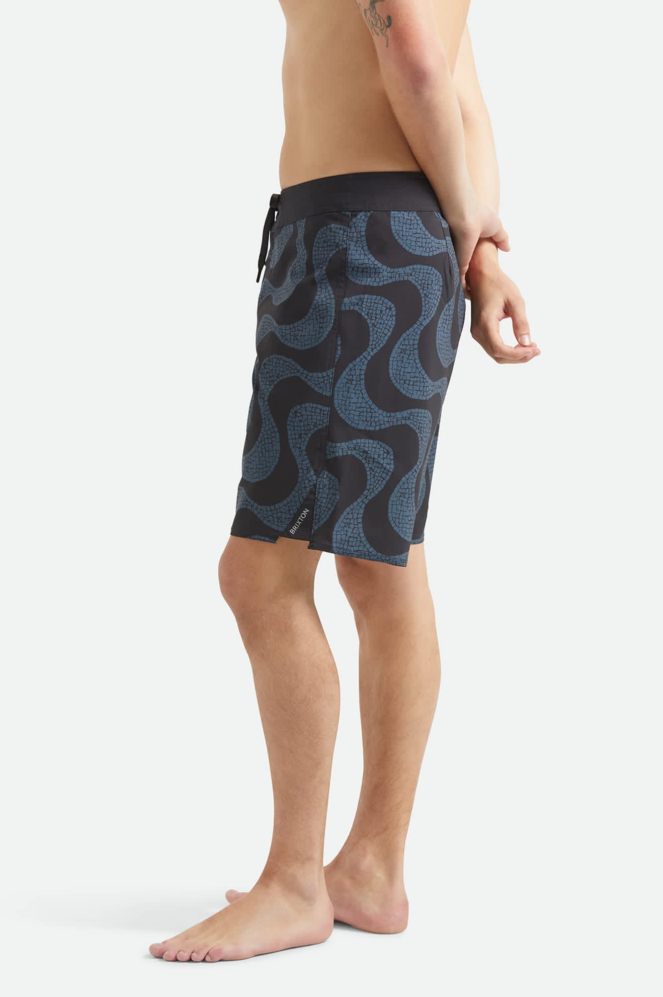Men's Blitz Boardshort 19" in the color Black/Future Grey Warped Tile - Men's Side View