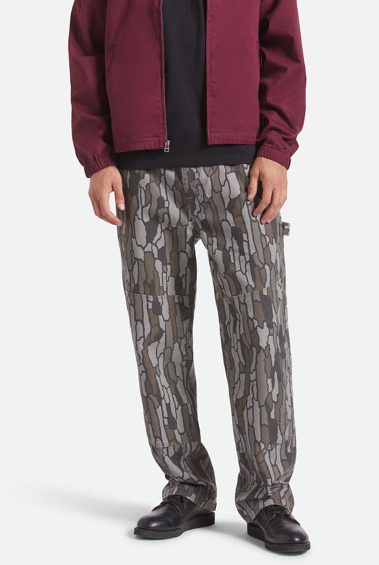 Men's Builders Carpenter Stretch Pant in the color Bark Camo - Men's Front View