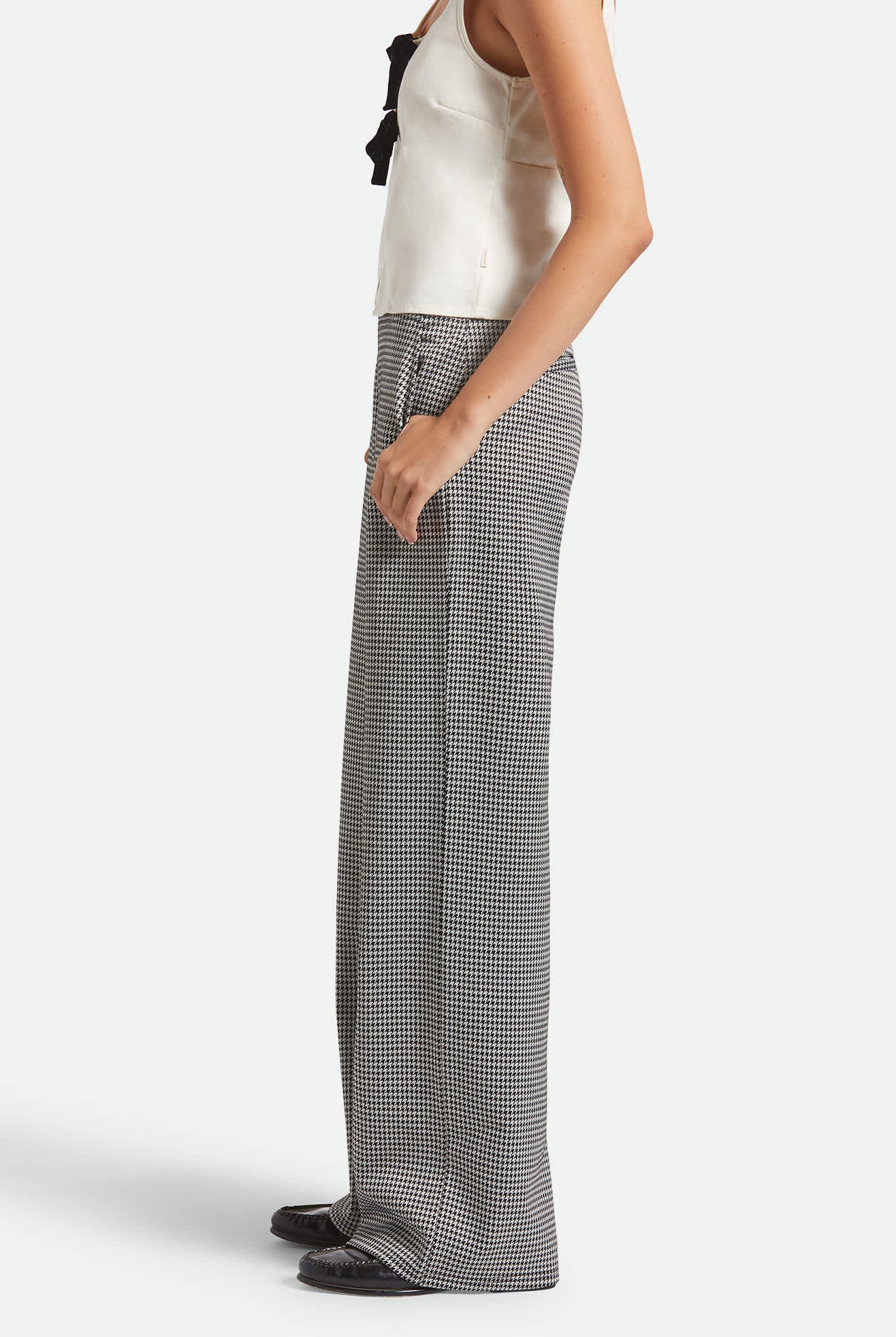 Women's Houndstooth Leisure Trouser in the color Winter White/Black - Women's Side View