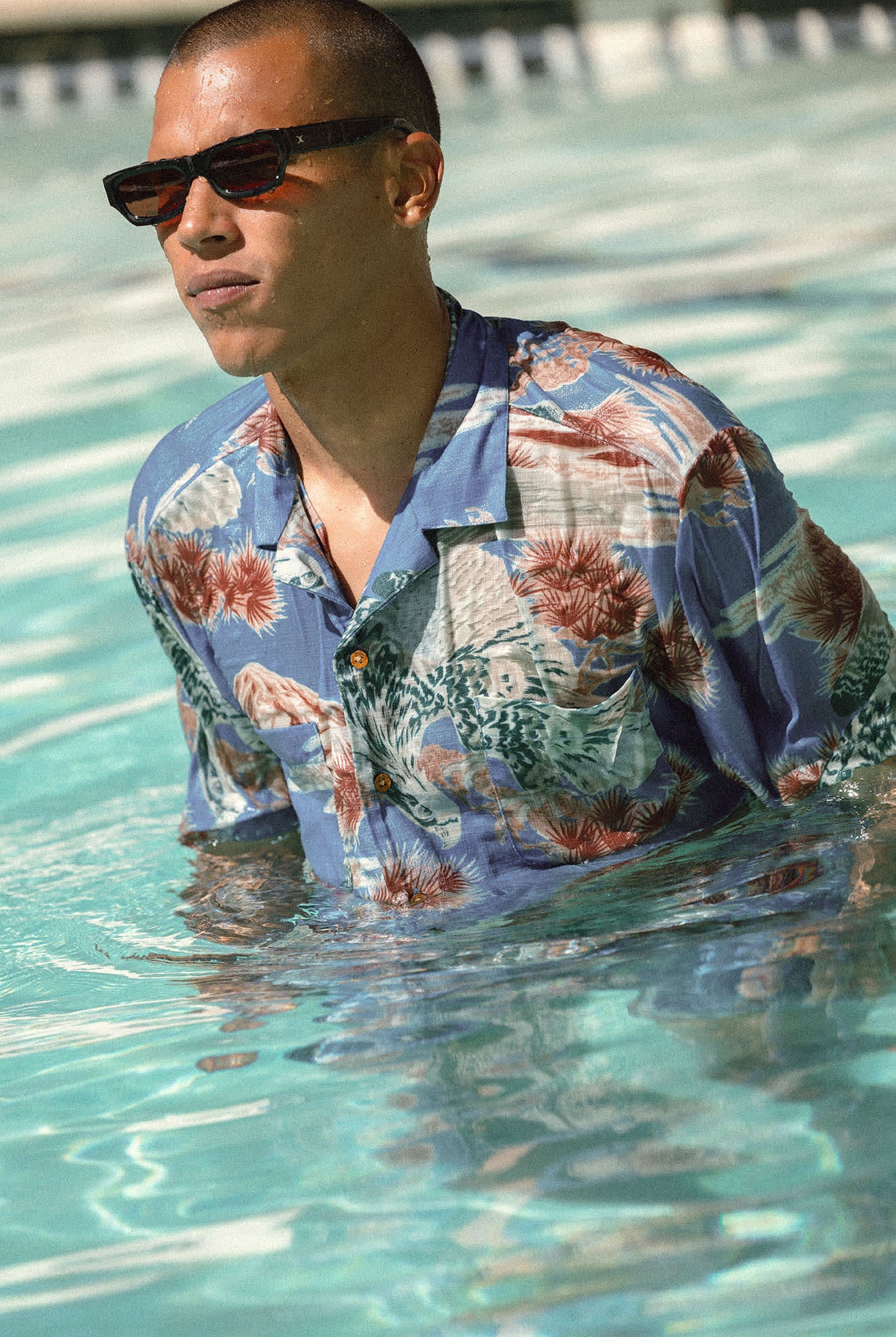 Men's Rainier X Brixton Short Sleeve Shirt in the color Blue Sky - Men's Lifestyle image