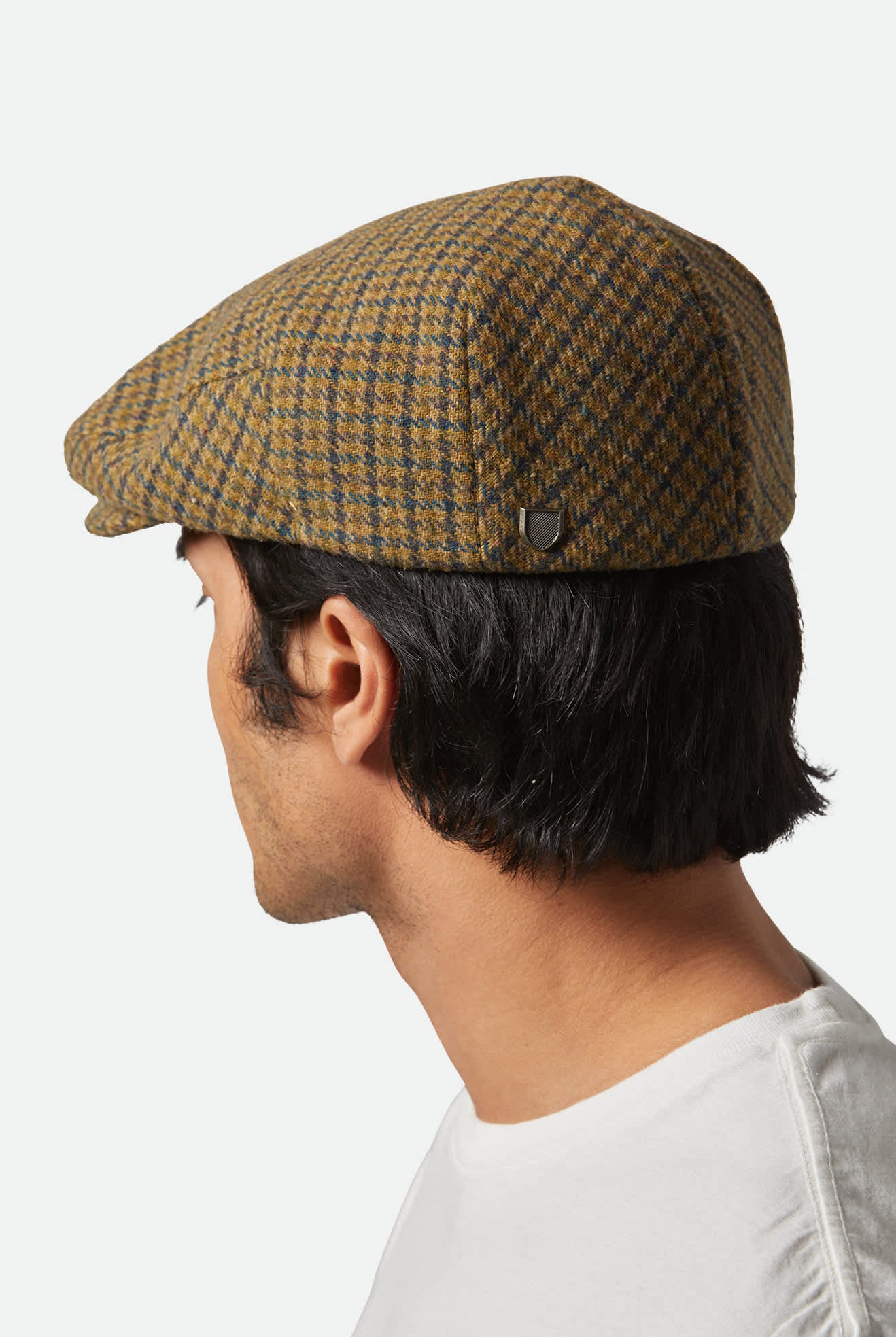 Unisex Hooligan Lightweight Flat Cap in the color Tan/Brown/Rust Houndstooth - Additional Fit image
