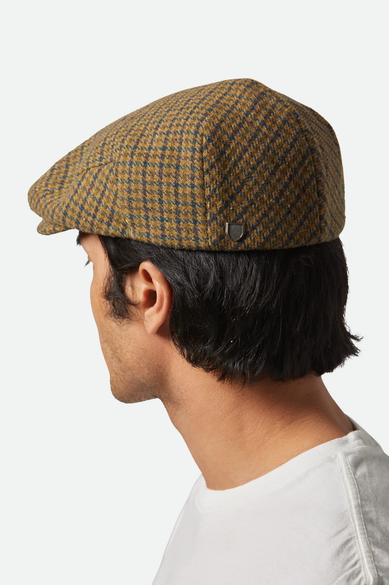 Unisex Hooligan Lightweight Flat Cap in the color Tan/Brown/Rust Houndstooth - Additional Fit image