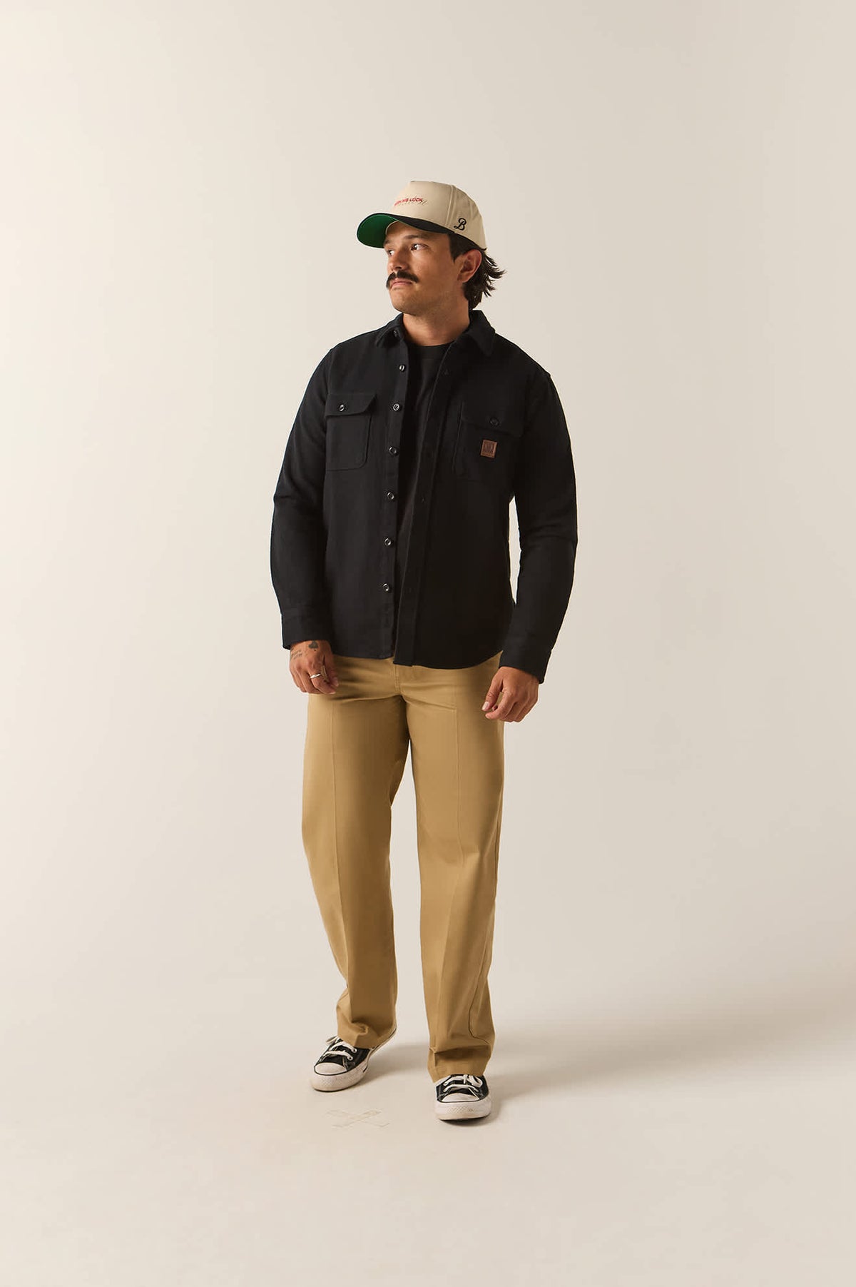 Men's Bowery Heavyweight Flannel in the color Black - Men's Front View