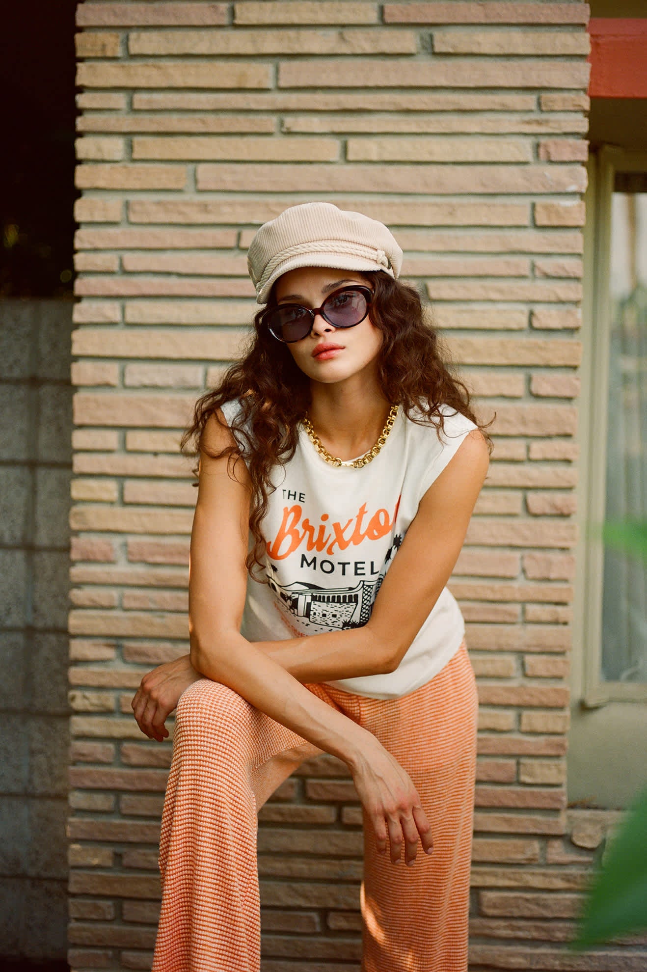 Women's Brixton Motel Muscle Tank in the color Off White - Men's Lifestyle image