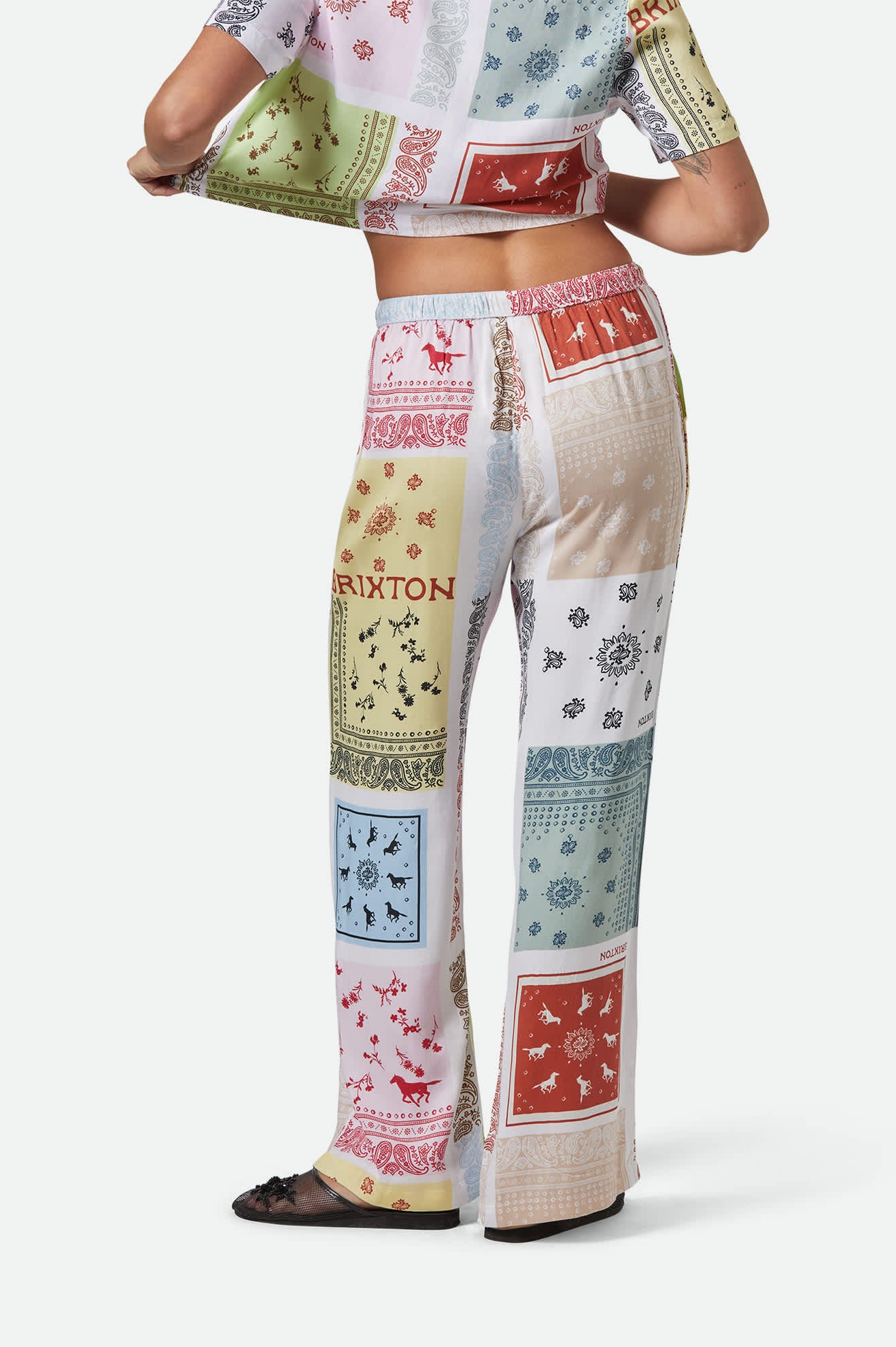 Women's Silky Hudson Lounge Pant in the color Multi Color Bandana - Women's Back View