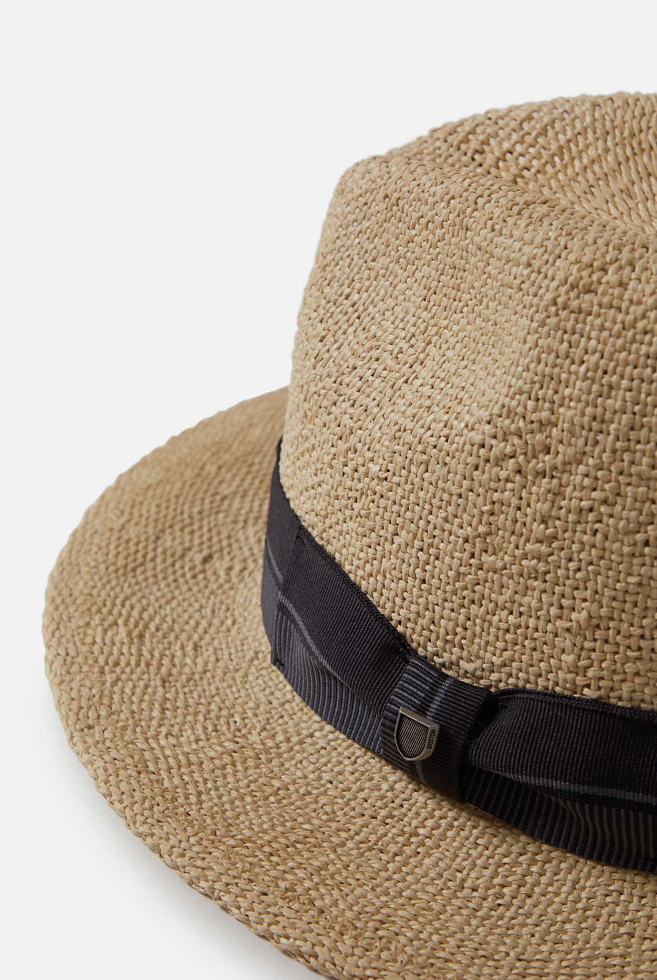 Unisex Roma Straw Fedora in the color Natural/Black - Additional Laydown image