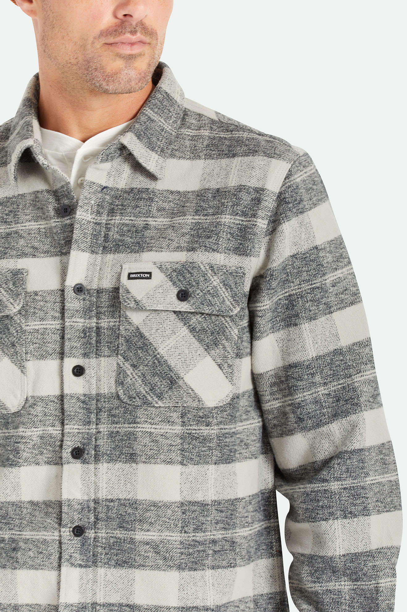 Men's Bowery Heavyweight Flannel in the color Black/Charcoal - Additional Fit image