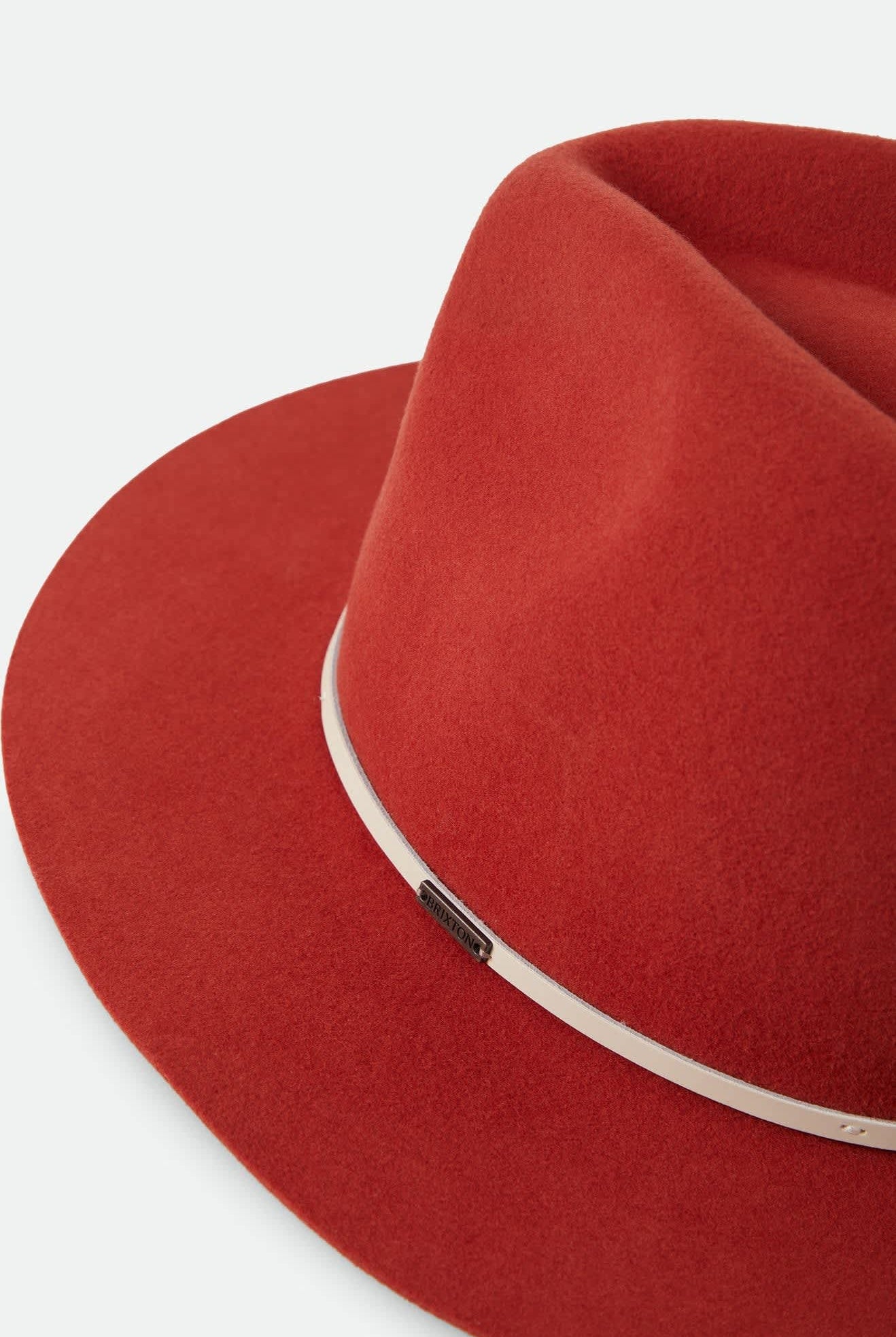 Unisex Wesley Fedora in the color Red Earth/Wax Paper - Additional Laydown image