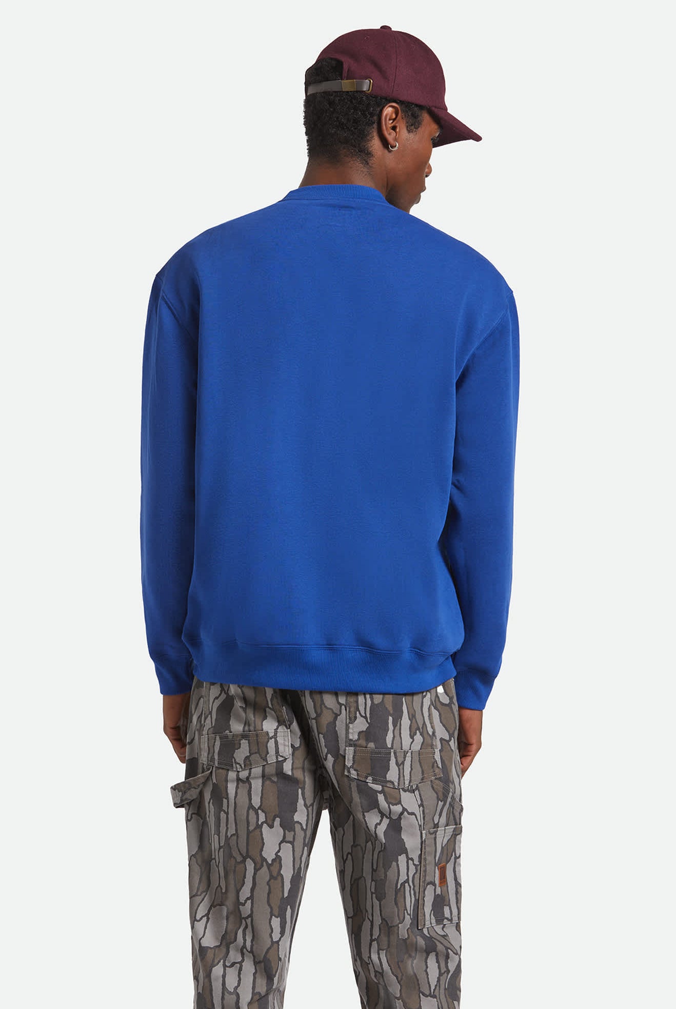 Men's Ford Number One Relaxed Fleece Crew in the color Ford Blue - Men's Back View