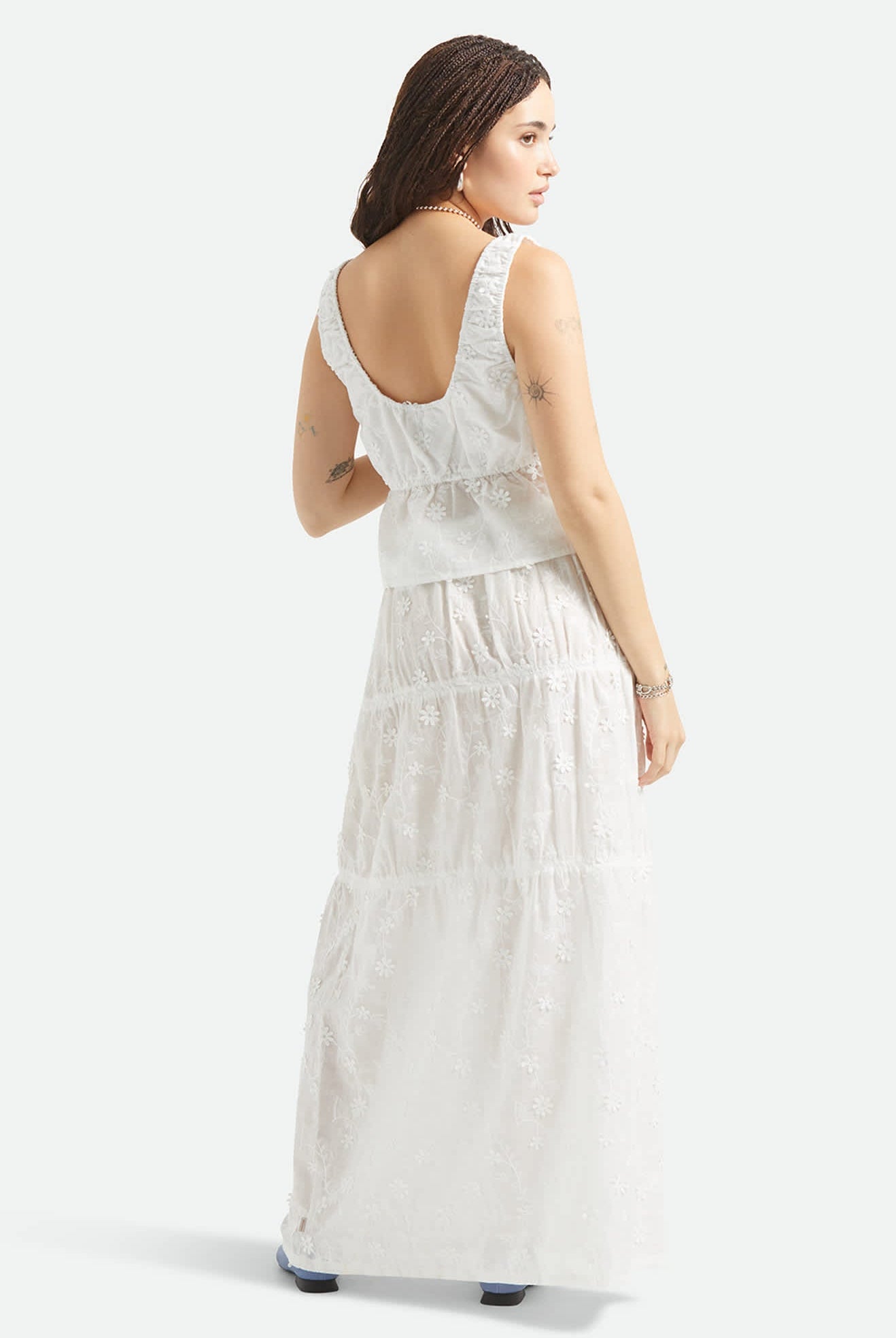 Women's The Abigail Tie Top in the color Off White Floral - Women's Back View