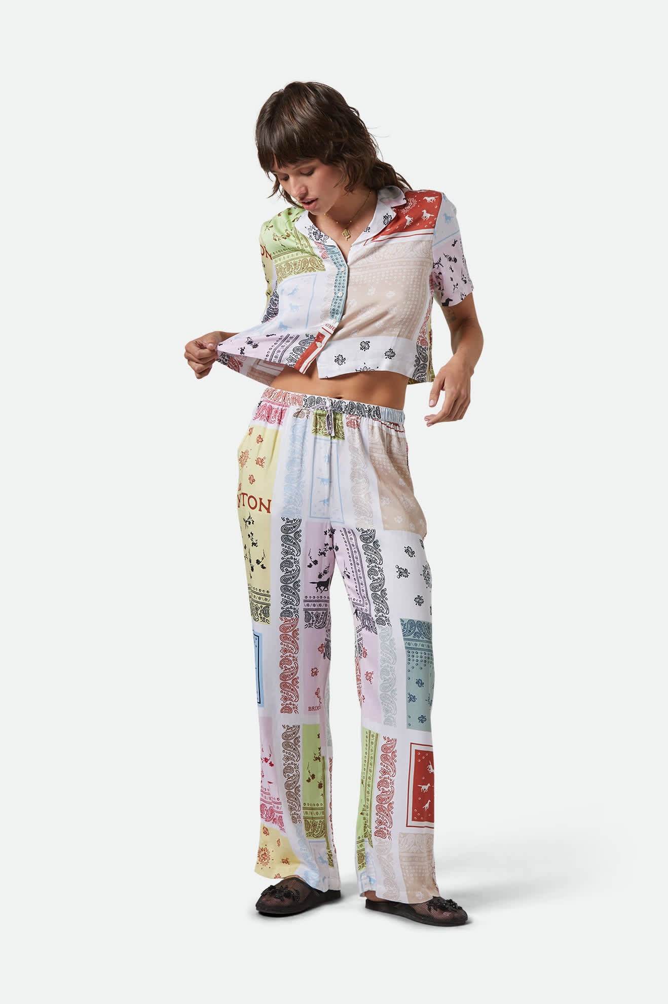 Women's Silky Hudson Lounge Pant in the color Multi Color Bandana - Women's Front View