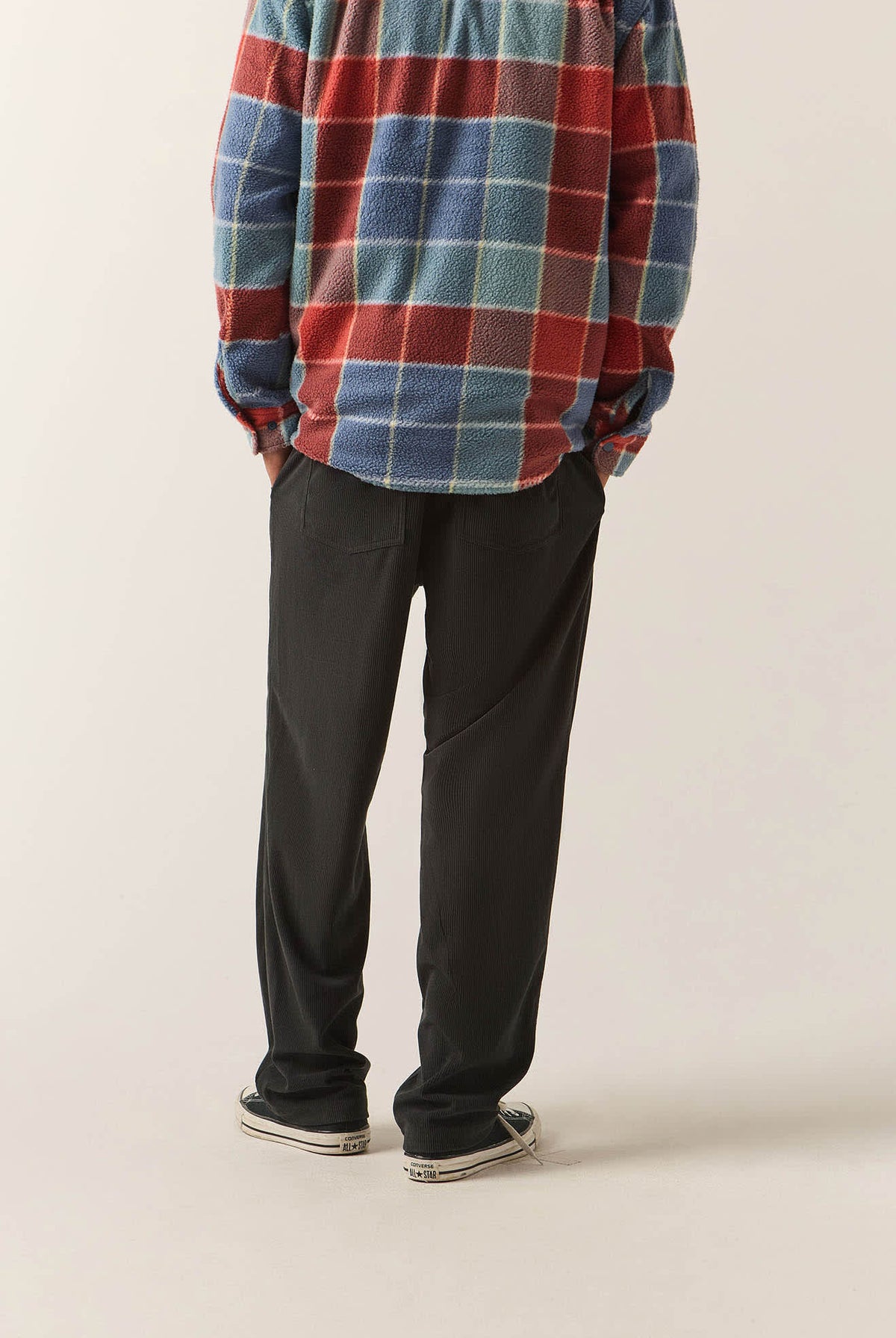 Men's Everyday E-Waist Corduroy Pant in the color Black Corduroy - Men's Back View