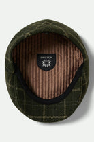 Unisex Barrel Flat Cap in the color Moss/Sand - Additional Laydown image