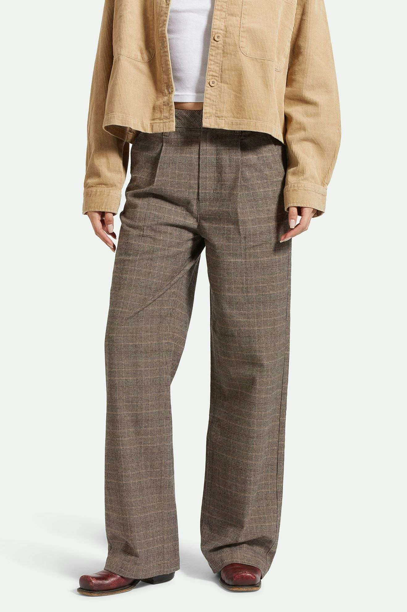 Women's Front Fit | Ludlow Trouser Pant - Brown/Cream Houndstooth