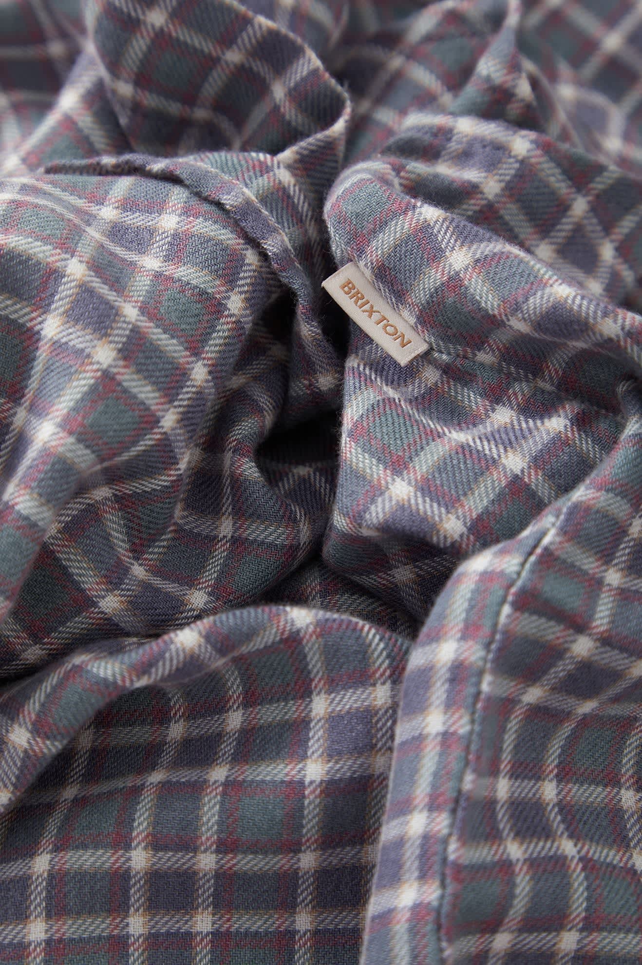 Women's Wayne Women's Shirt in the color Soft Navy Plaid - Additional Laydown image