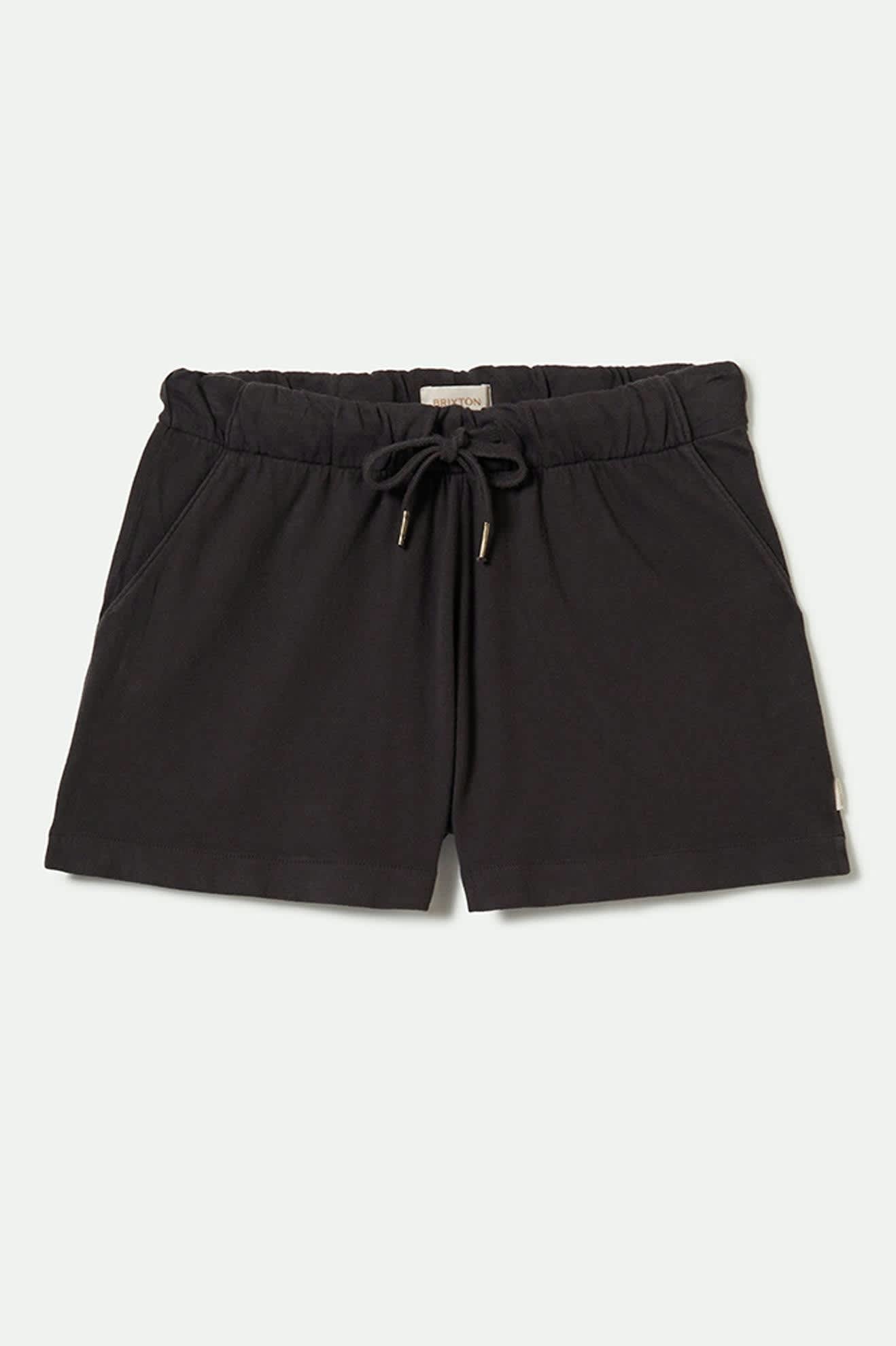 Women's Carefree Organic Garment Dyed Lounge Short in the color Black - Front Product View