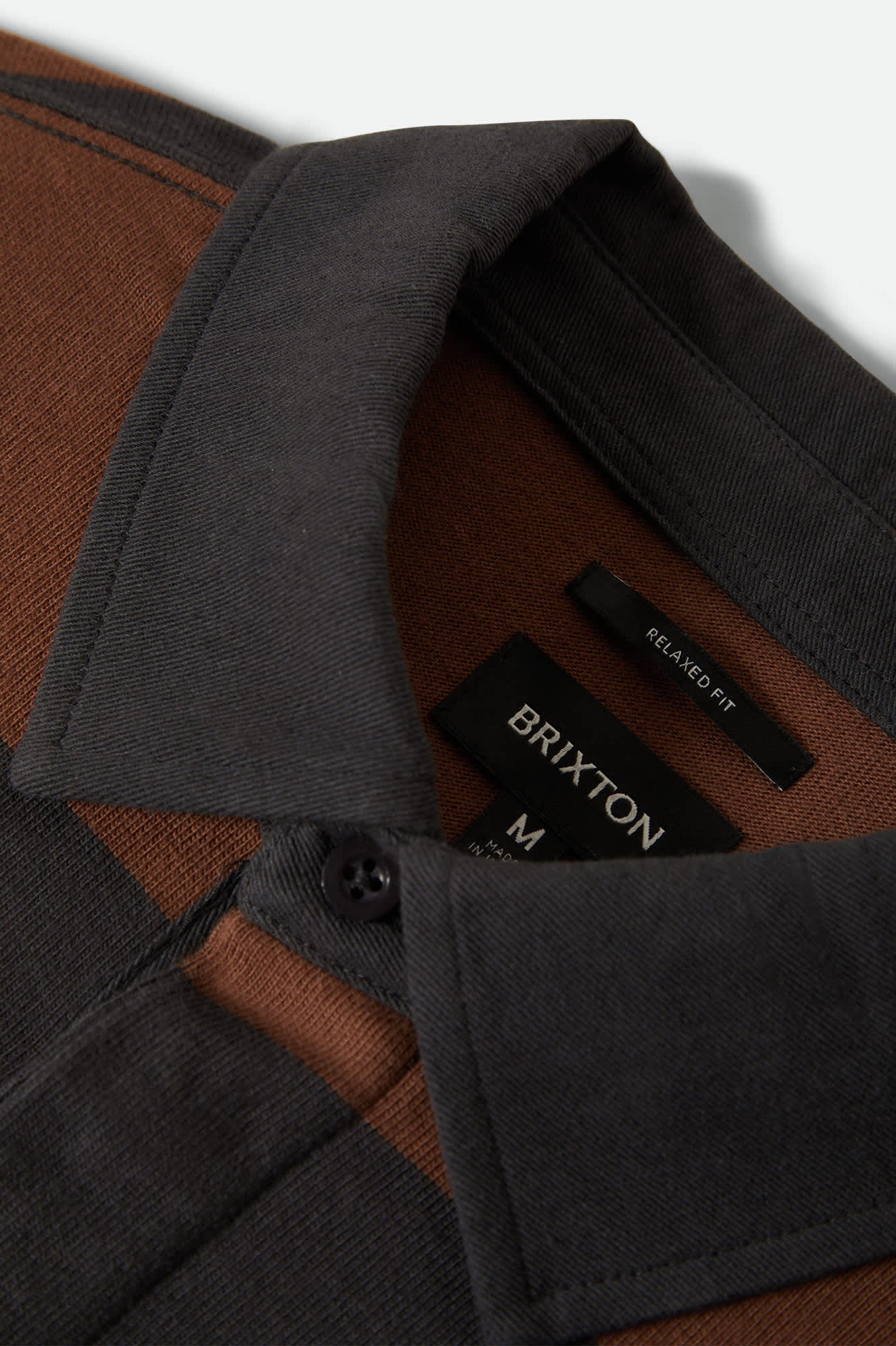 Men's Union Heavyweight Rugby Polo in the color Washed Black/Pinecown Brown - Additional Laydown image