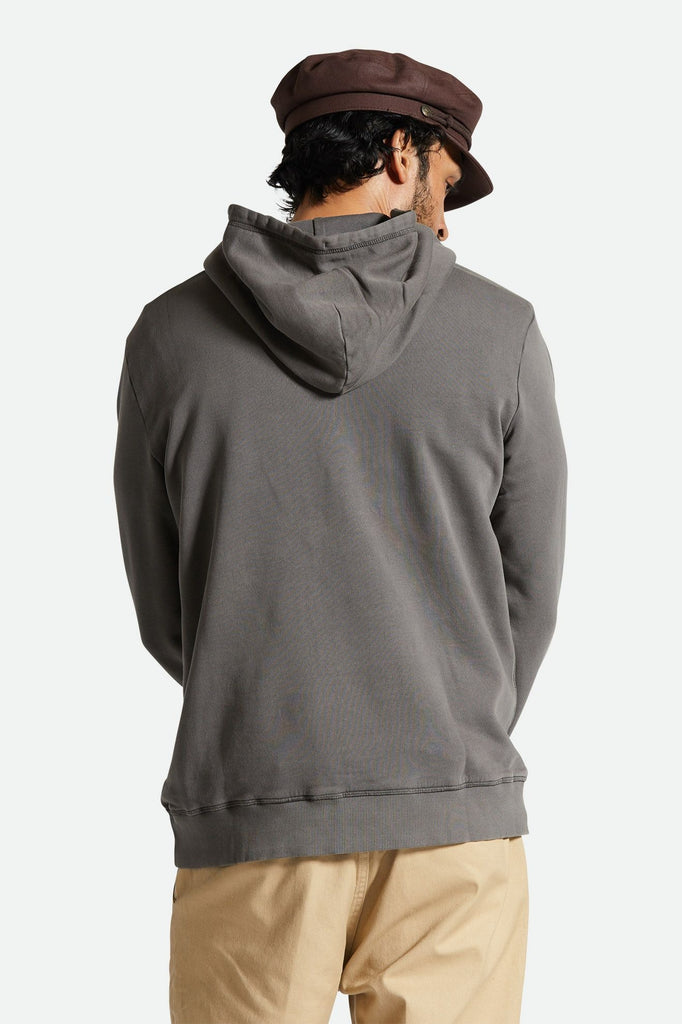 Men's Fit, Back View | Vintage Reserve Cross Loop French Terry Hood - Charcoal Sol Wash