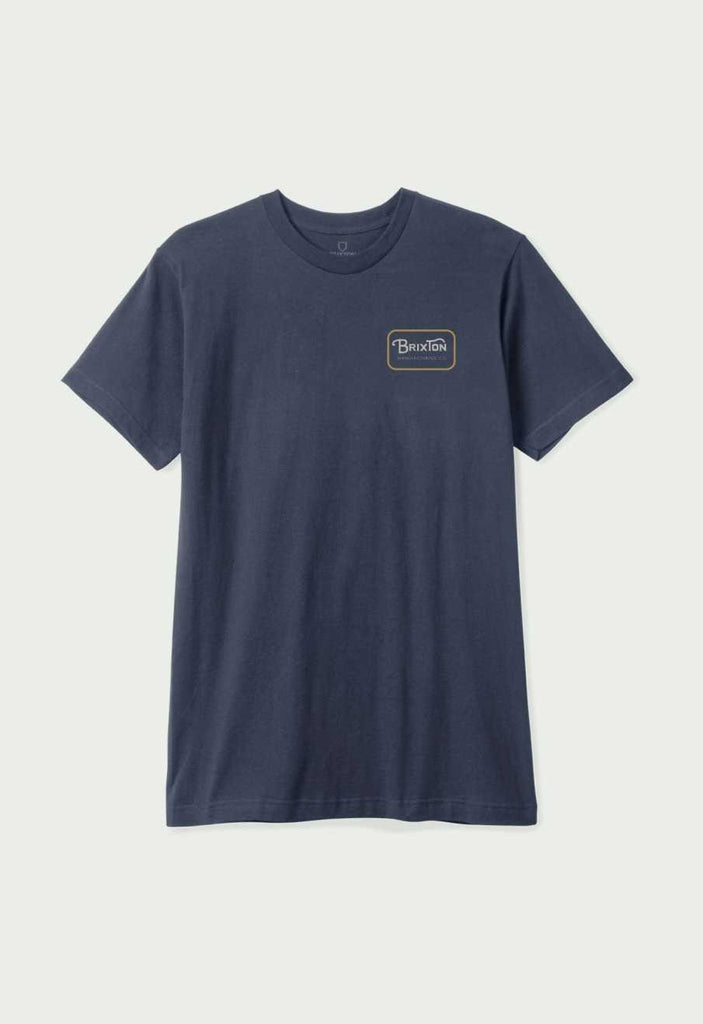 Brixton Men's Grade S/S Standard T-Shirt - Washed Navy/Beige/Washed Copper | Profile