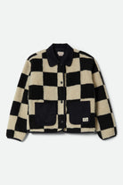 Women's Delilah Sherpa Jacket in the color Black/Natural Finish Line Checker - Front Product View