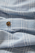 Men's CRU Oxford Plaid Relaxed S/S Shirt in the color Light Blue/White Plaid - Additional Laydown image