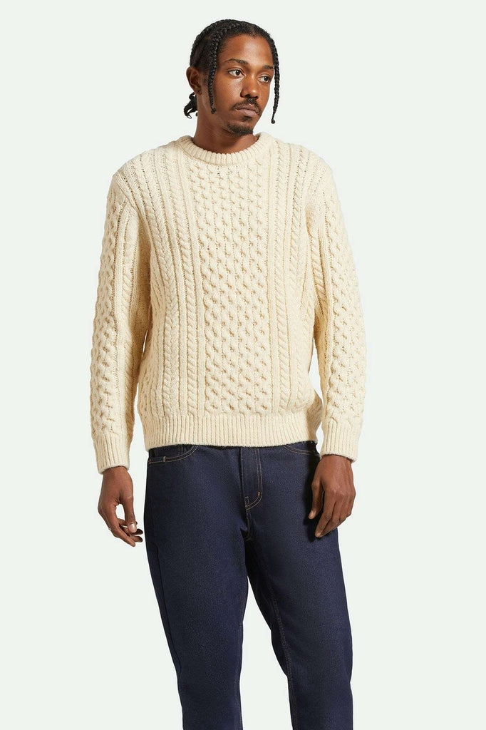 Men's Fit, front | Classic Fisherman Cable Knit Sweater - Oatmeal