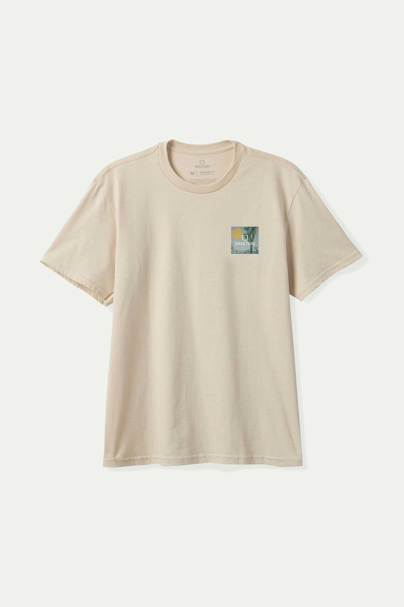 Brixton Men's Alpha Square S/S Standard T-Shirt - Cream/Off White/Gold | Profile