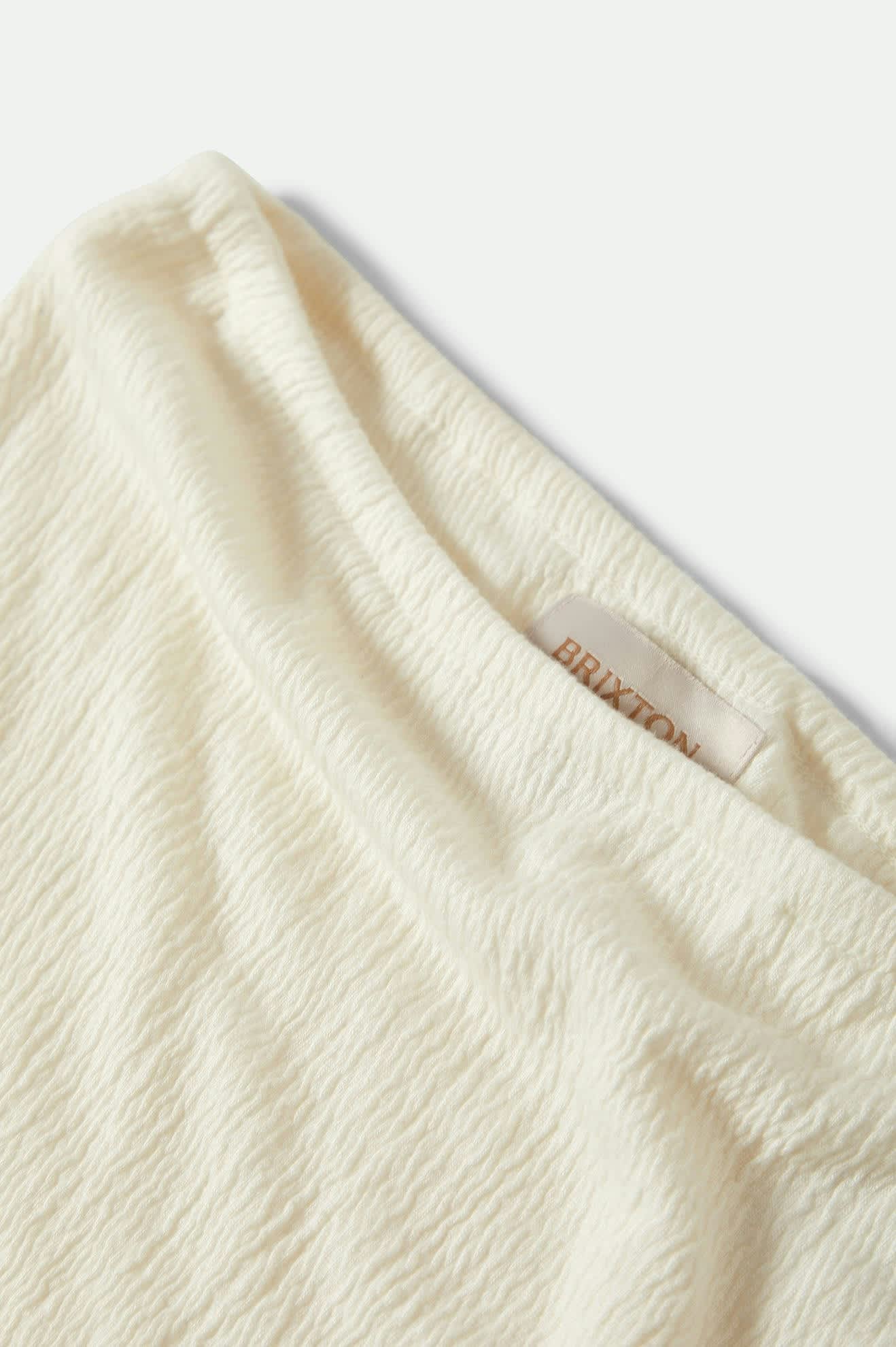 Women's Crinkle Tube Top in the color Off White - Additional Laydown image