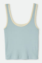 Women's Ringer Organic A-Tank in the color Sea Grass/Waxed Paper - Front Product View