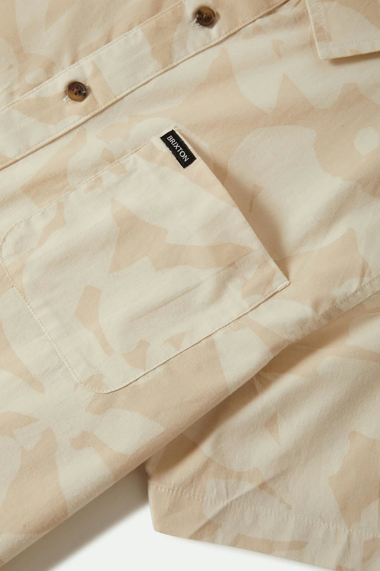 Men's Charter Print S/S Shirt in the color Beige/Whitecap Floral - Additional Laydown image