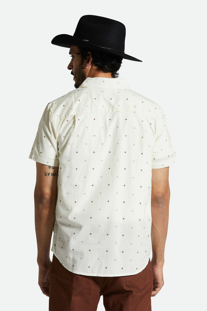Men's Fit, Back View | Charter Print S/S Shirt - Off White Pyramid