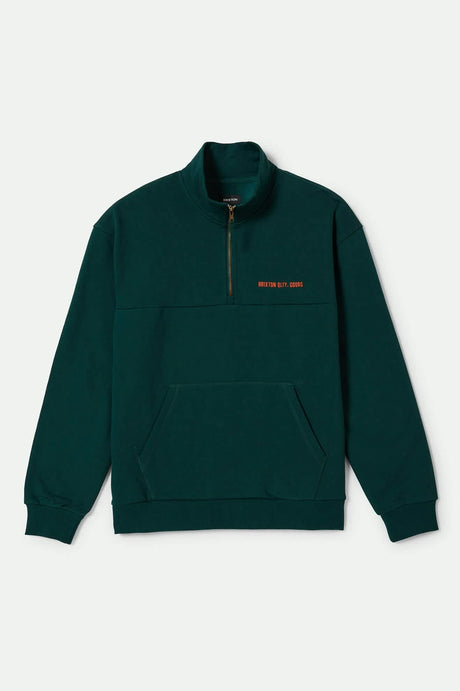 Men's Embroidered Heavyweight Oversized Half Zip in the color Deep Emerald - Front Product View