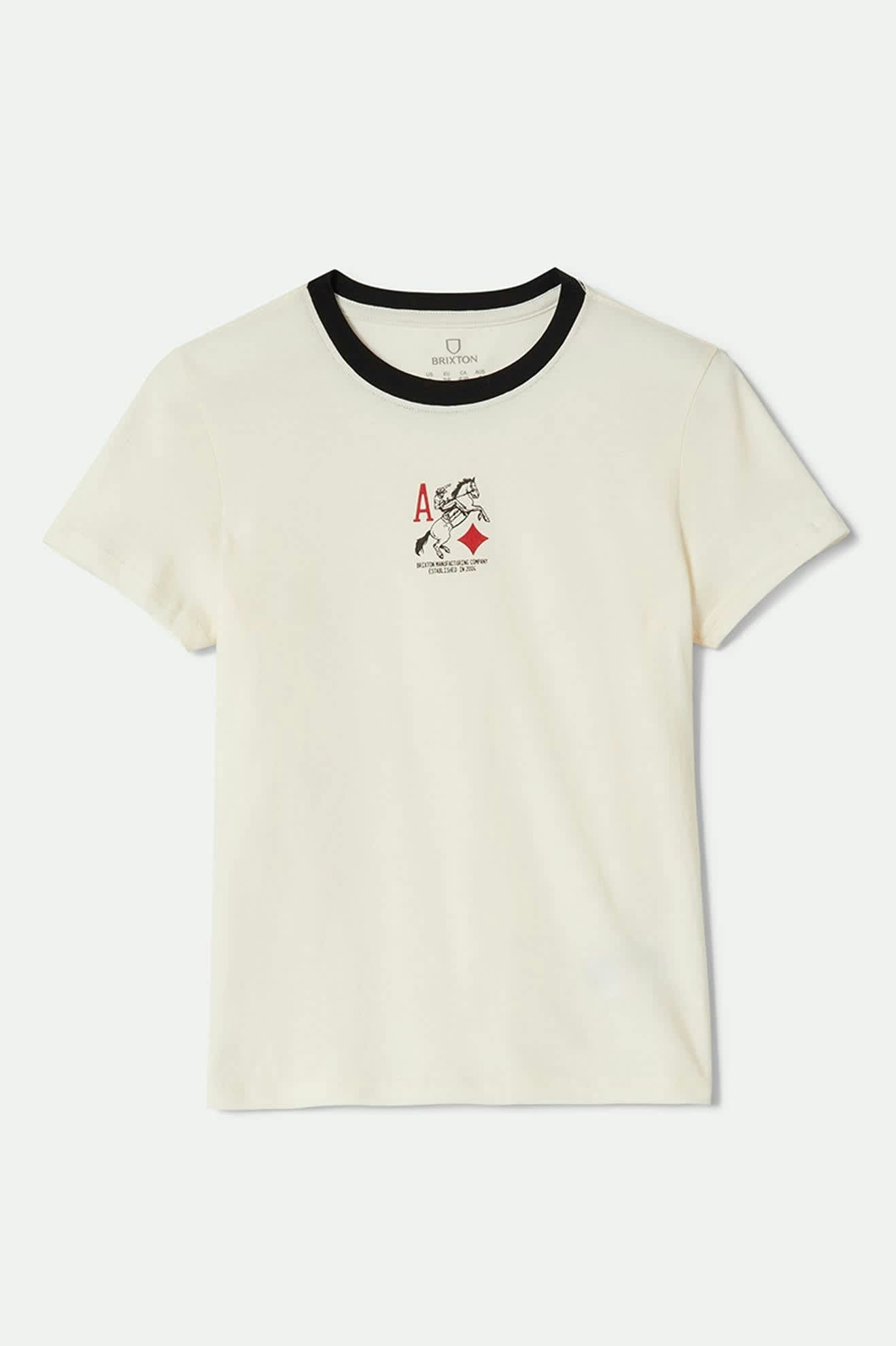 Women's Aces Fitted Crew T-Shirt in the color Off White/Black - Front Product View