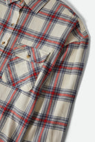 Women's Bowery Vintage Overshirt in the color Off White/Berring Sea/Red - Additional Laydown image