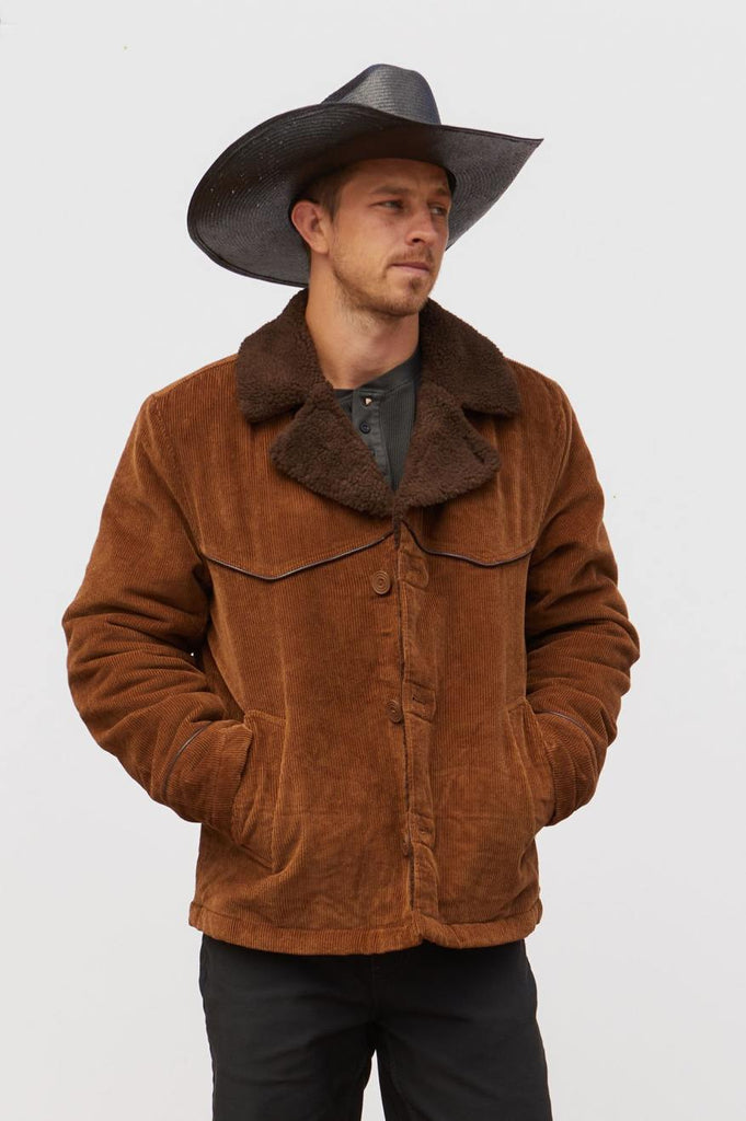 Brixton Wallace Sherpa Lined Corduroy Jacket - Bison Cord