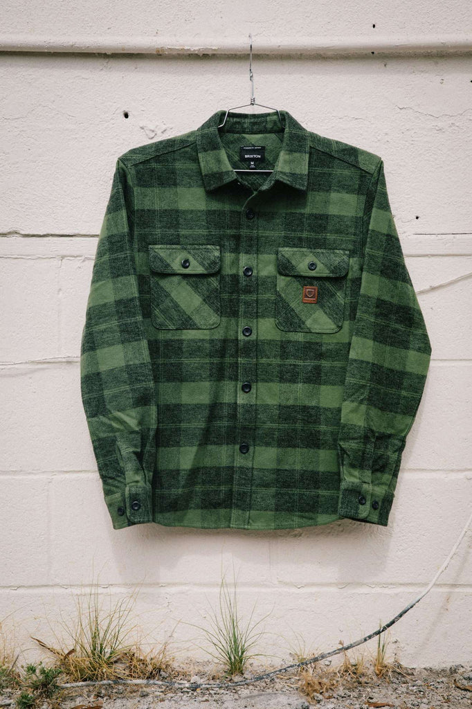 Extra Laydown Image 1 | Bowery Heavyweight L/S Flannel - Cypress Green/ Black